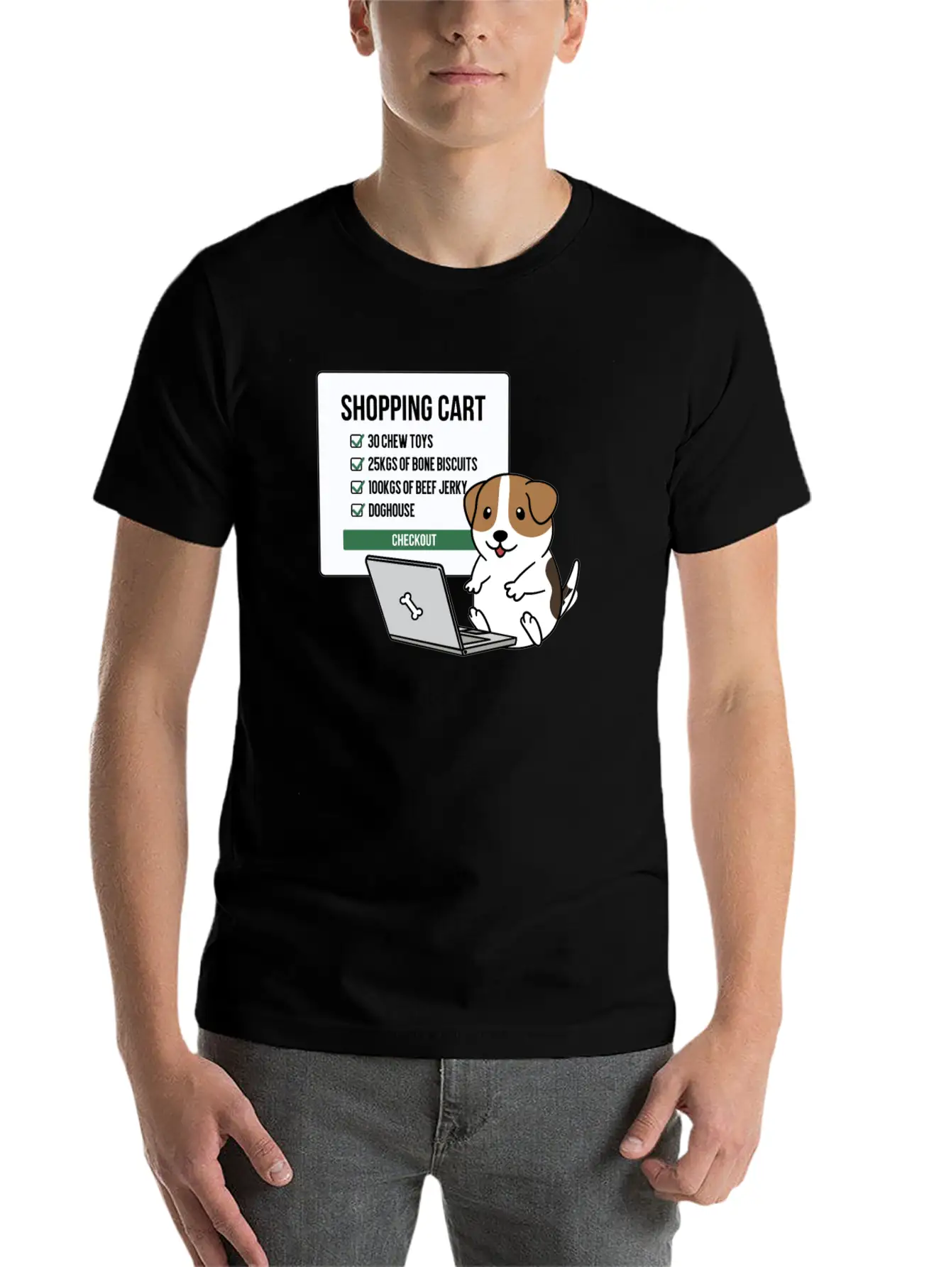 Jack Russell Terrier Shopping Cart Breathable Soft Cotton T-Shirt – Timeless Casual Look