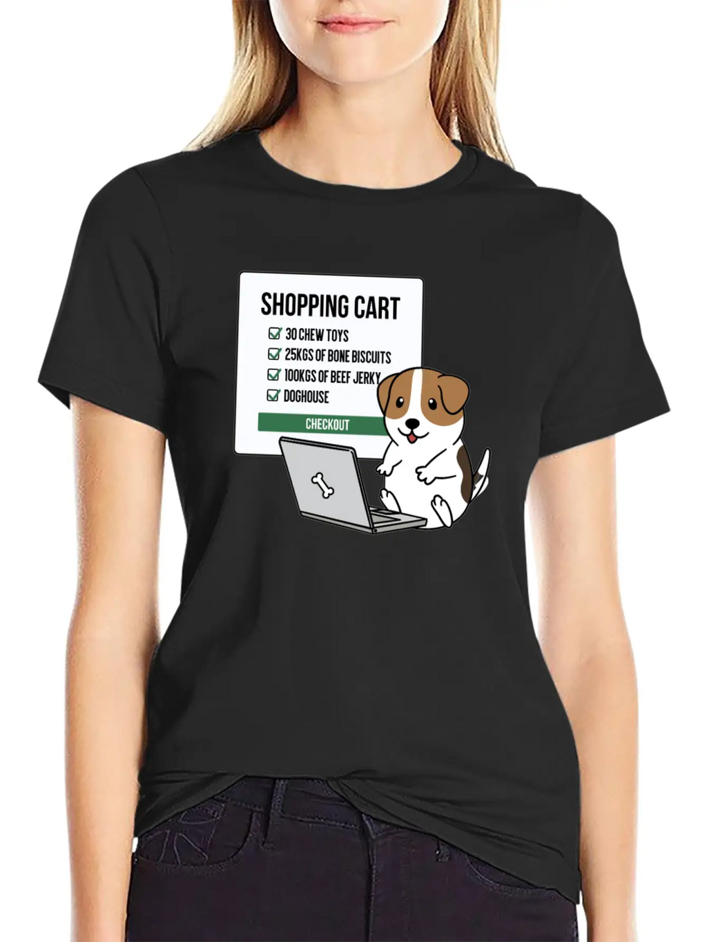 Jack Russell Terrier Shopping Cart Breathable Soft Cotton T-Shirt – Timeless Casual Look