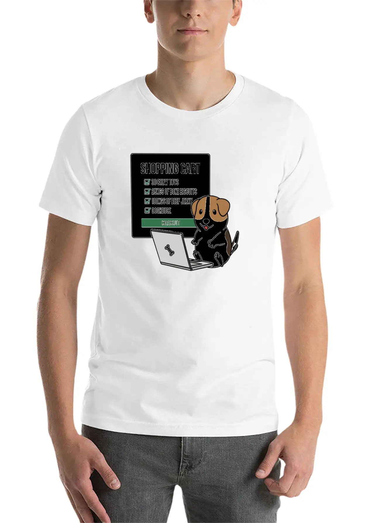 Jack Russell Terrier Shopping Cart Breathable Soft Cotton T-Shirt – Timeless Casual Look