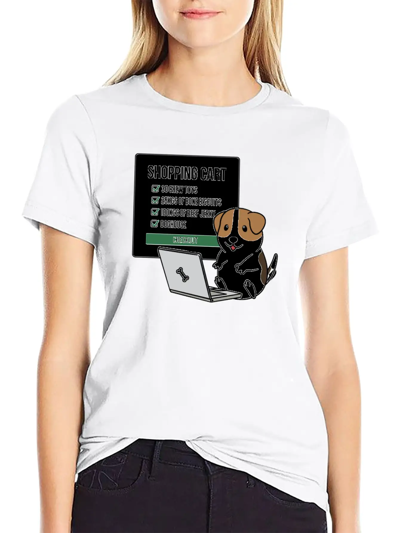 Jack Russell Terrier Shopping Cart Breathable Soft Cotton T-Shirt – Timeless Casual Look