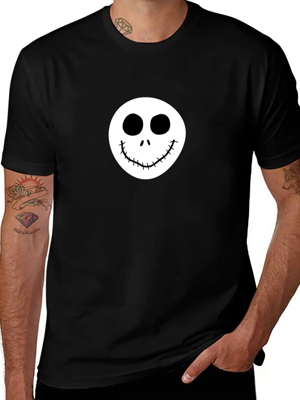 Jack Skellington Face Breathable Graphic T-Shirt – Perfect For Casual Days