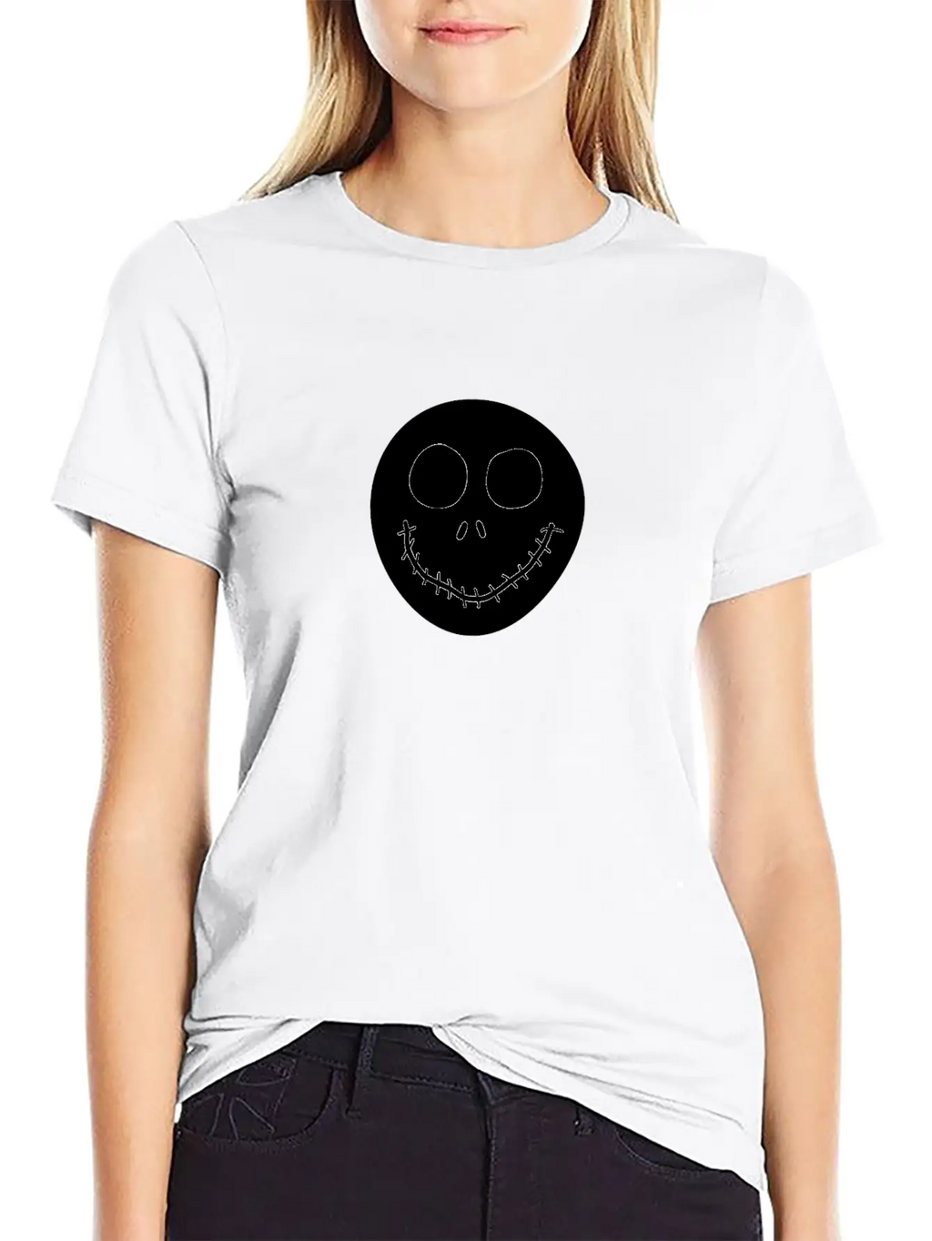 Jack Skellington Face Breathable Graphic T-Shirt – Perfect For Casual Days