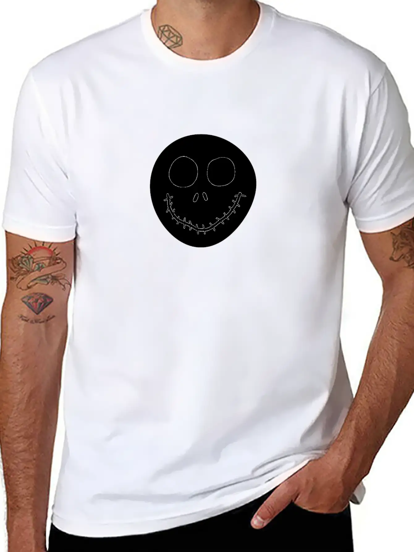 Jack Skellington Face Breathable Graphic T-Shirt – Perfect For Casual Days