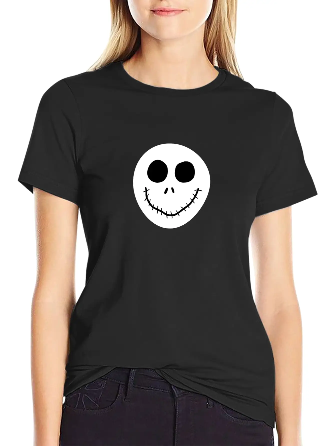 Jack Skellington Face Breathable Graphic T-Shirt – Perfect For Casual Days