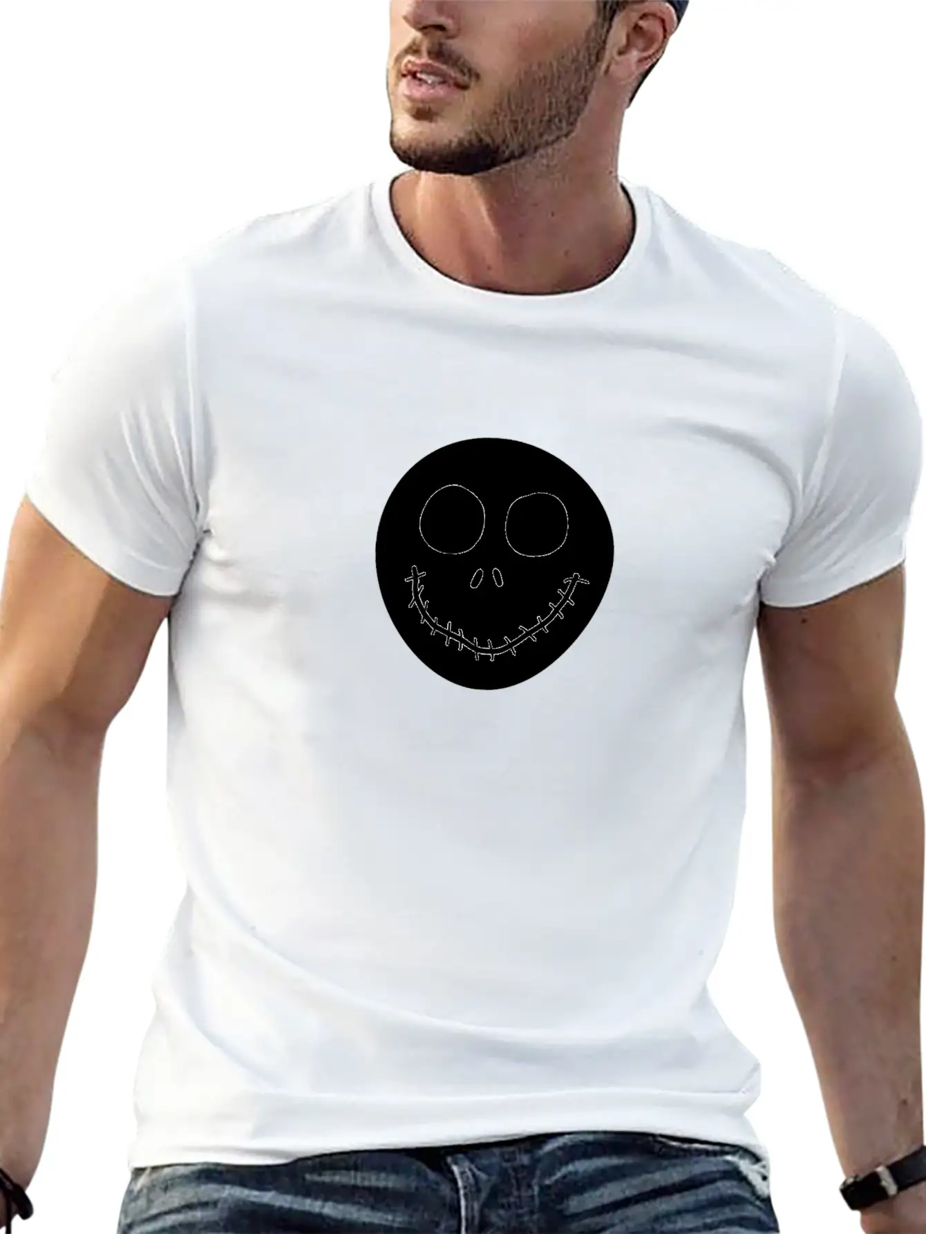 Jack Skellington Face Breathable Graphic T-Shirt – Perfect For Casual Days