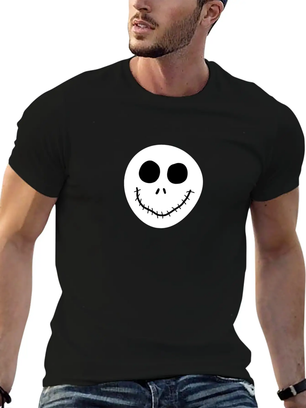 Jack Skellington Face Breathable Graphic T-Shirt – Perfect For Casual Days