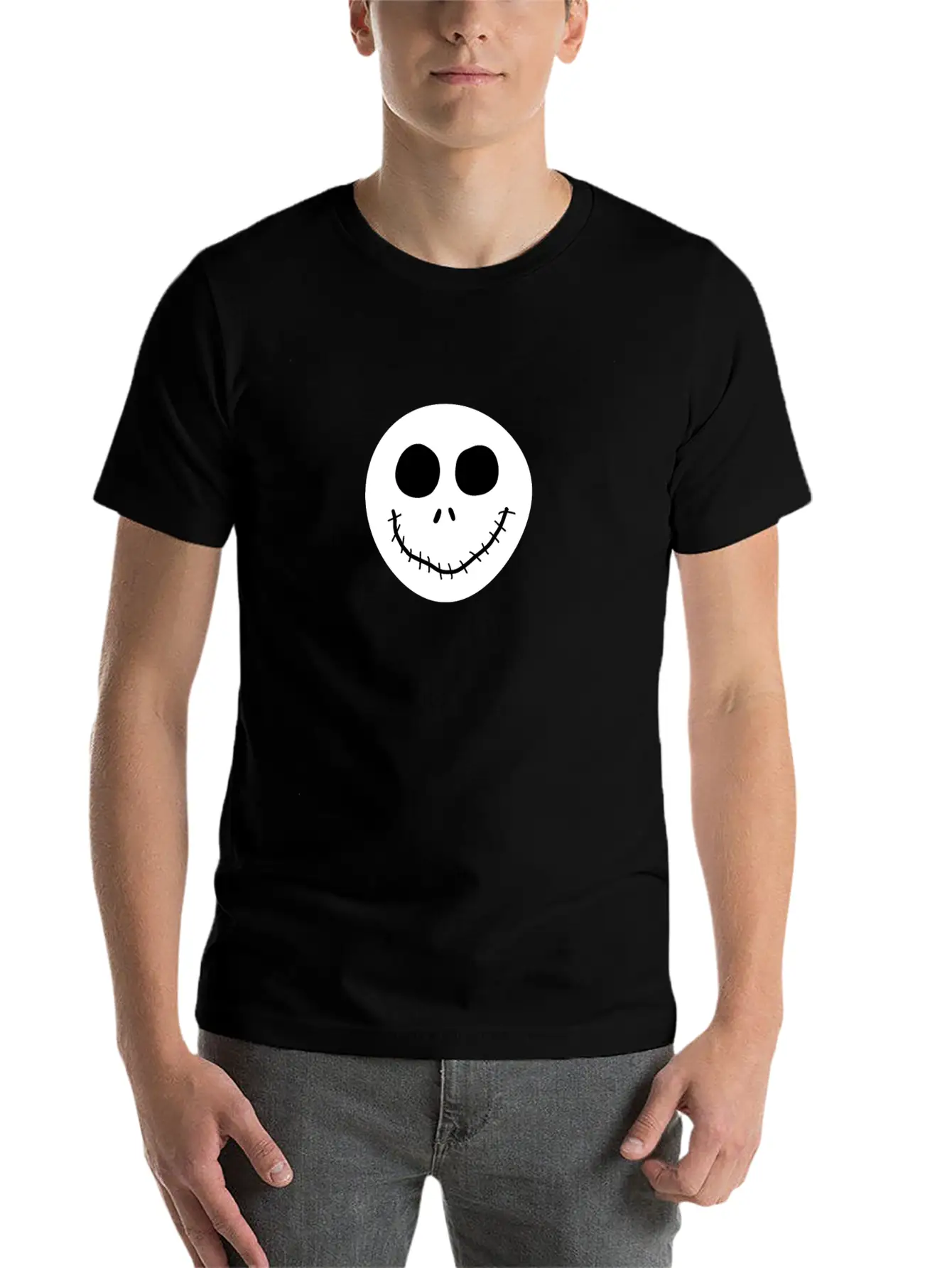 Jack Skellington Face Breathable Graphic T-Shirt – Perfect For Casual Days