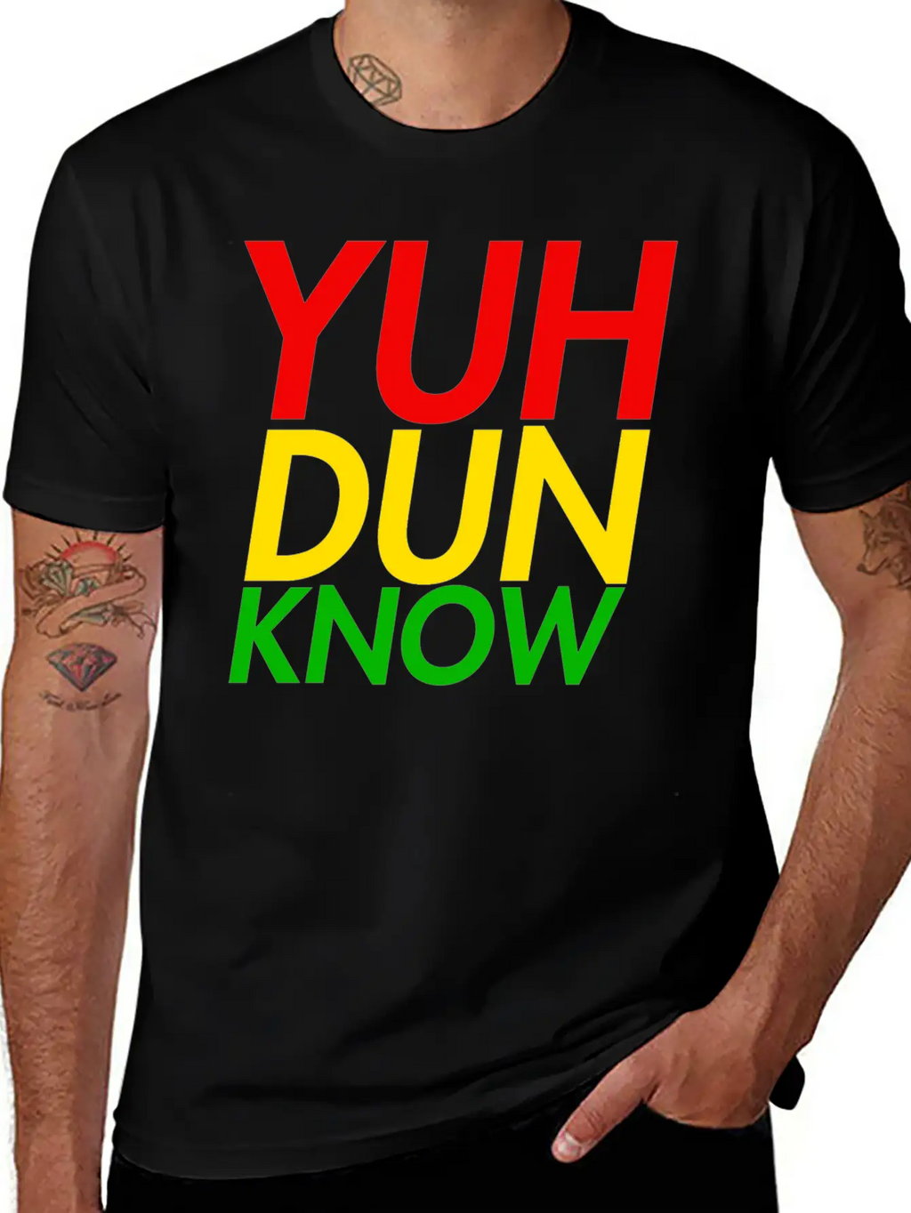 Jamaican Slang, "Yuh Dun Know" Jamaican Flag Essential Cotton Tee For Daily Outfits – Unisex Style