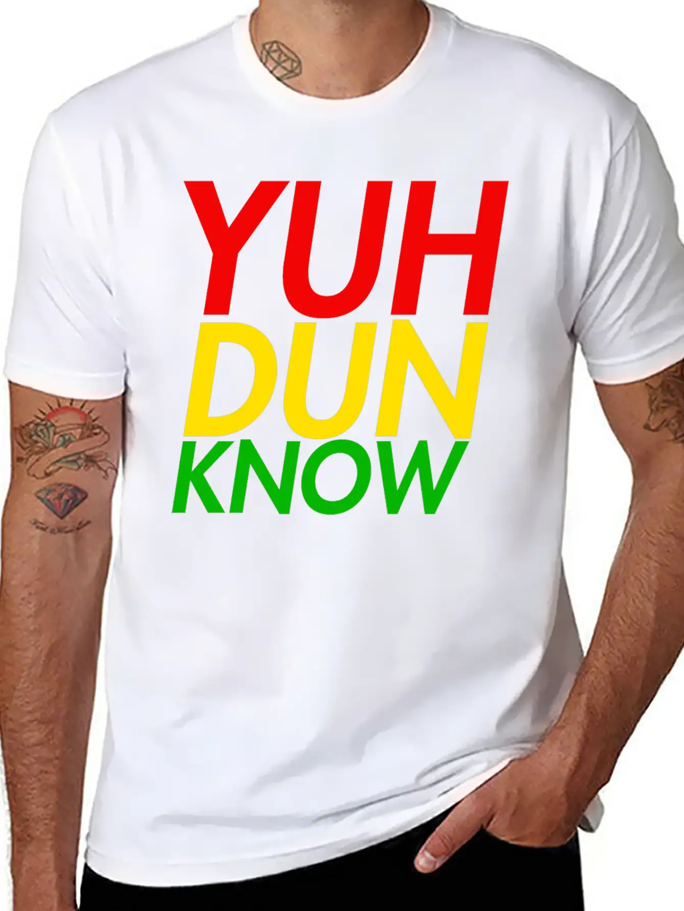 Jamaican Slang, "Yuh Dun Know" Jamaican Flag Essential Cotton Tee For Daily Outfits – Unisex Style