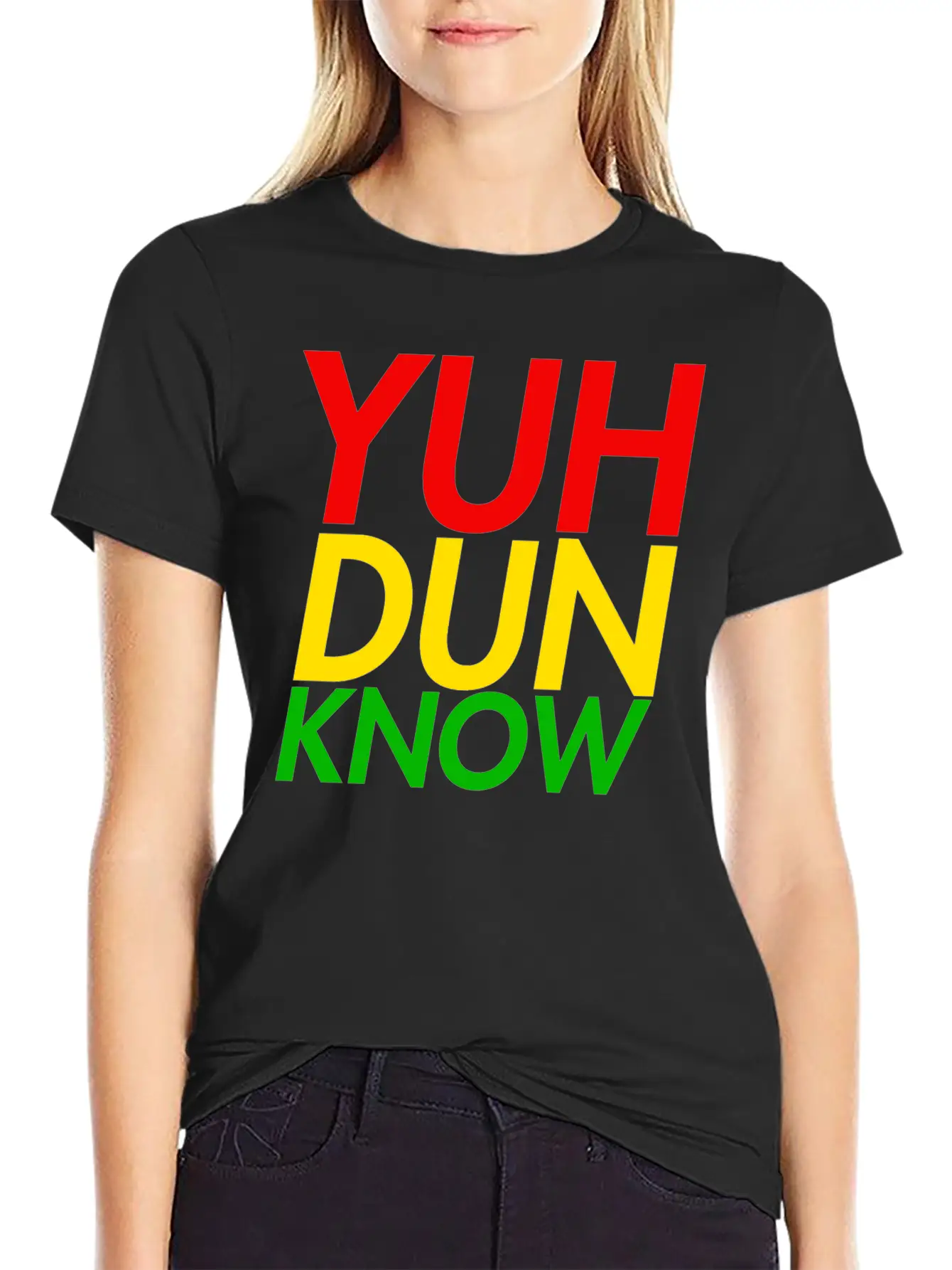 Jamaican Slang, "Yuh Dun Know" Jamaican Flag Essential Cotton Tee For Daily Outfits – Unisex Style