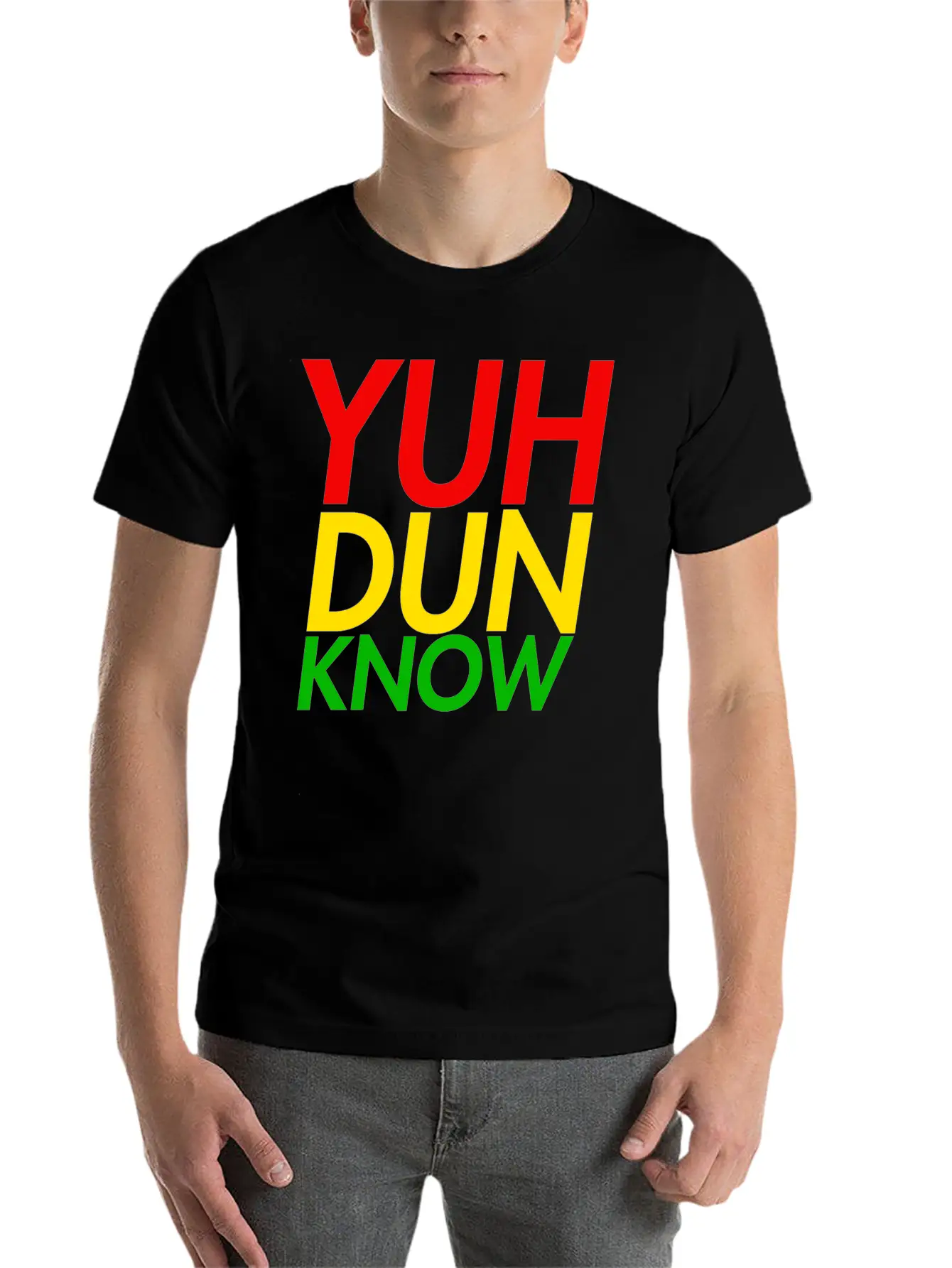 Jamaican Slang, "Yuh Dun Know" Jamaican Flag Essential Cotton Tee For Daily Outfits – Unisex Style