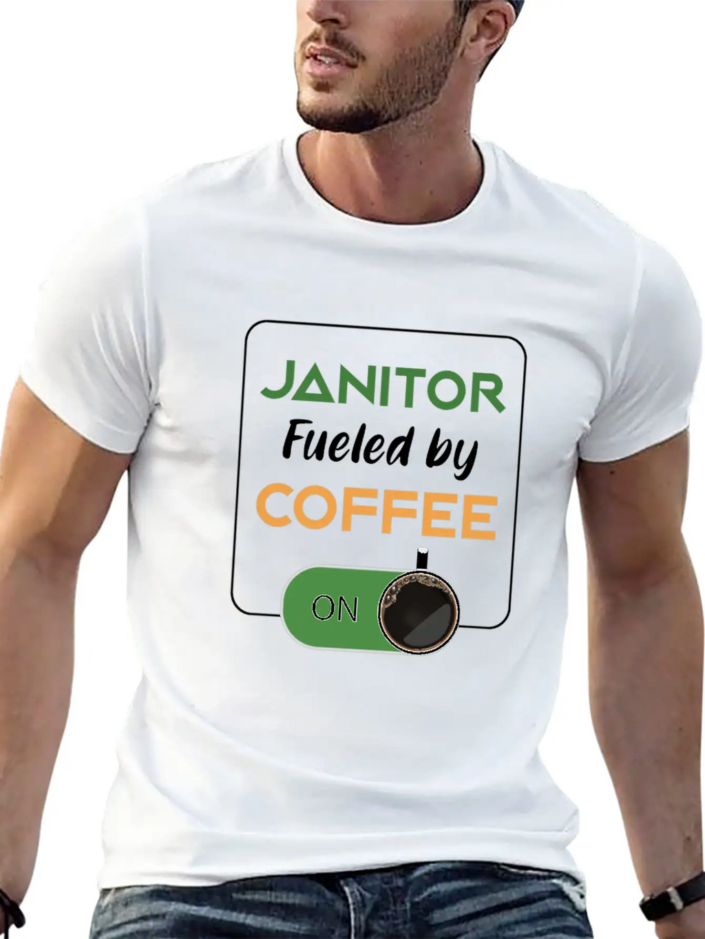 Janitor Fueled By Coffee Cleaners Cleaning Gift Breathable Graphic T-Shirt – Perfect For Casual Days