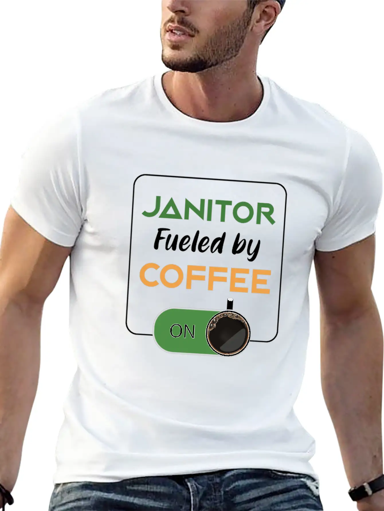 Janitor Fueled By Coffee Cleaners Cleaning Gift Breathable Graphic T-Shirt – Perfect For Casual Days