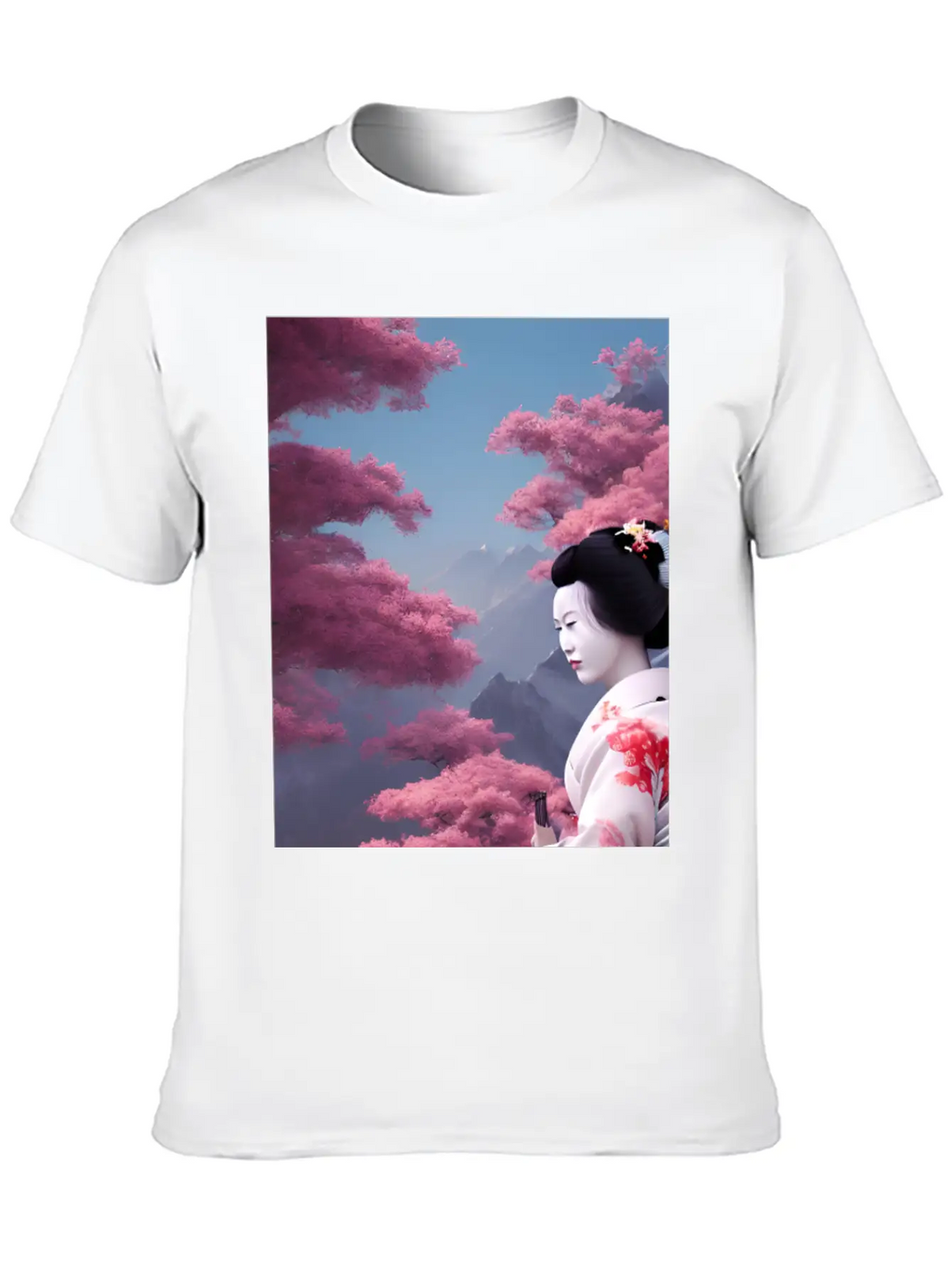 Japan Geisha Woman With Sakura Blossoms JAPAN ART Timeless Short Sleeve Tee – Comfy And Minimalist Design