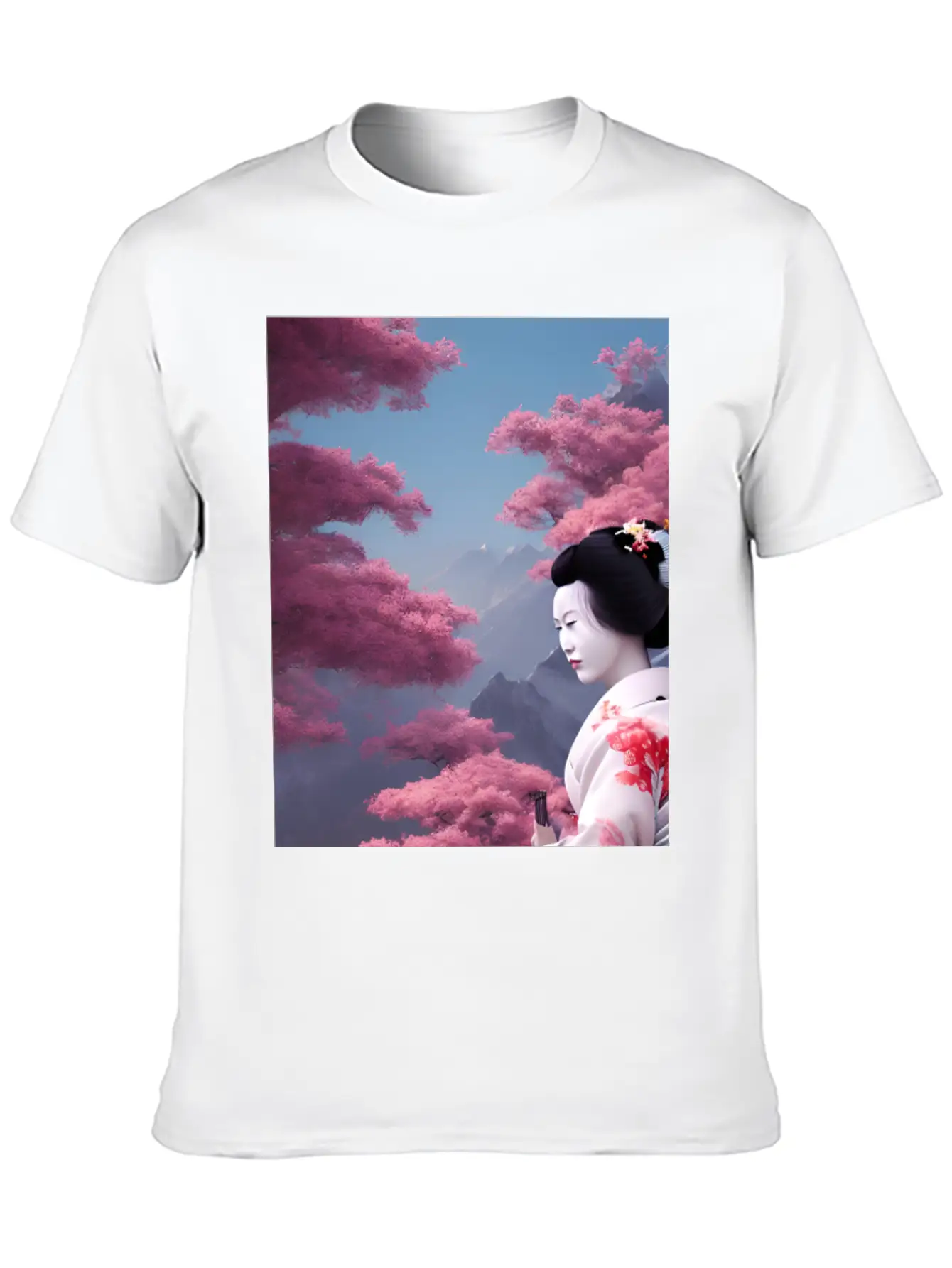 Japan Geisha Woman With Sakura Blossoms JAPAN ART Timeless Short Sleeve Tee – Comfy And Minimalist Design