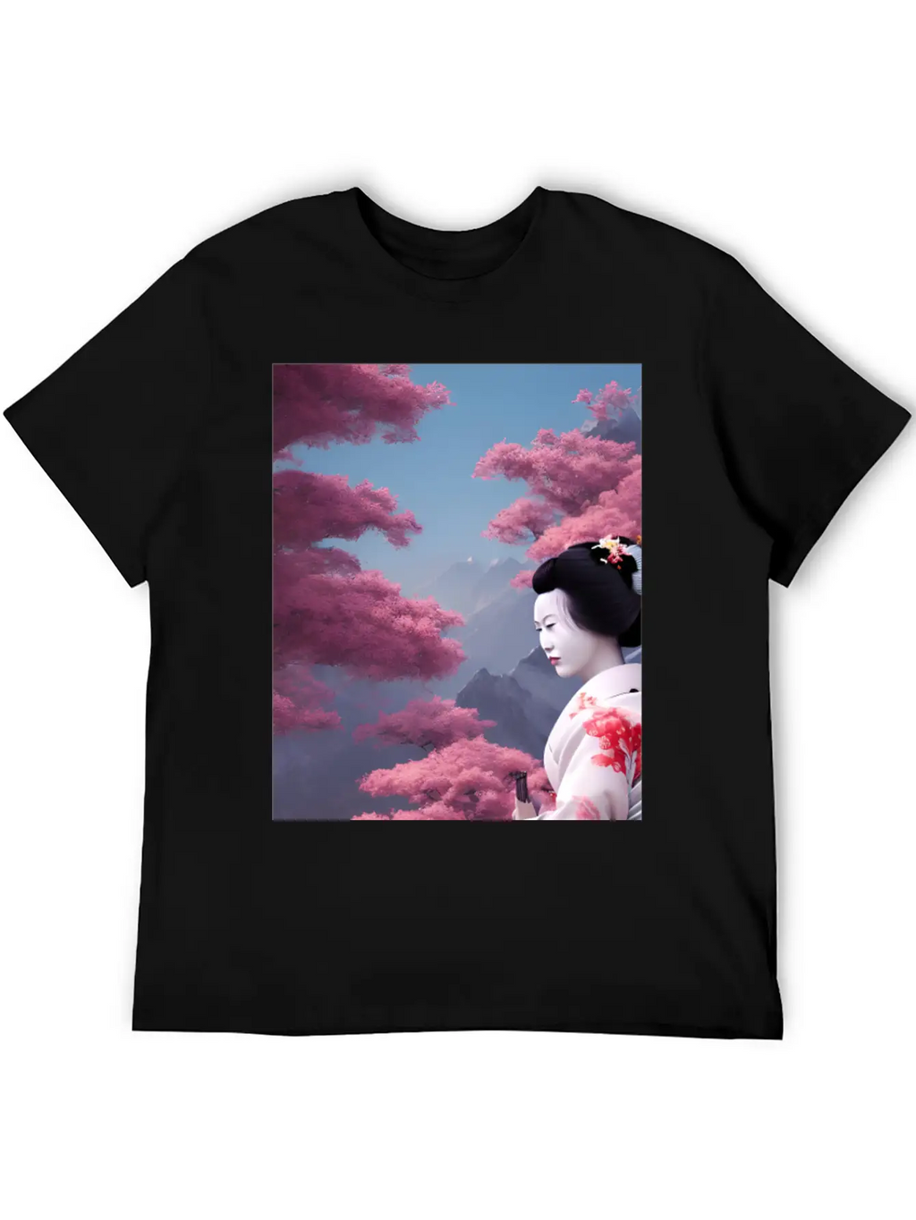 Japan Geisha Woman With Sakura Blossoms JAPAN ART Timeless Short Sleeve Tee – Comfy And Minimalist Design