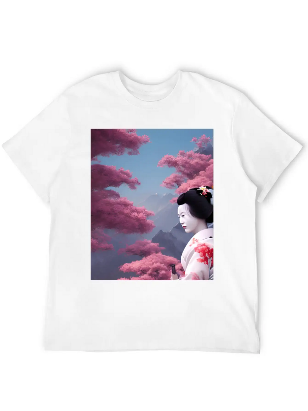 Japan Geisha Woman With Sakura Blossoms JAPAN ART Timeless Short Sleeve Tee – Comfy And Minimalist Design
