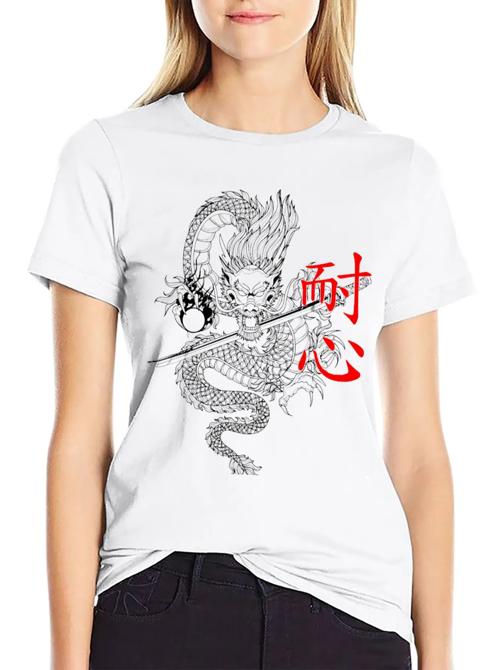 Japanese Dragon Patience With Katana Timeless Short Sleeve Tee – Comfy And Minimalist Design