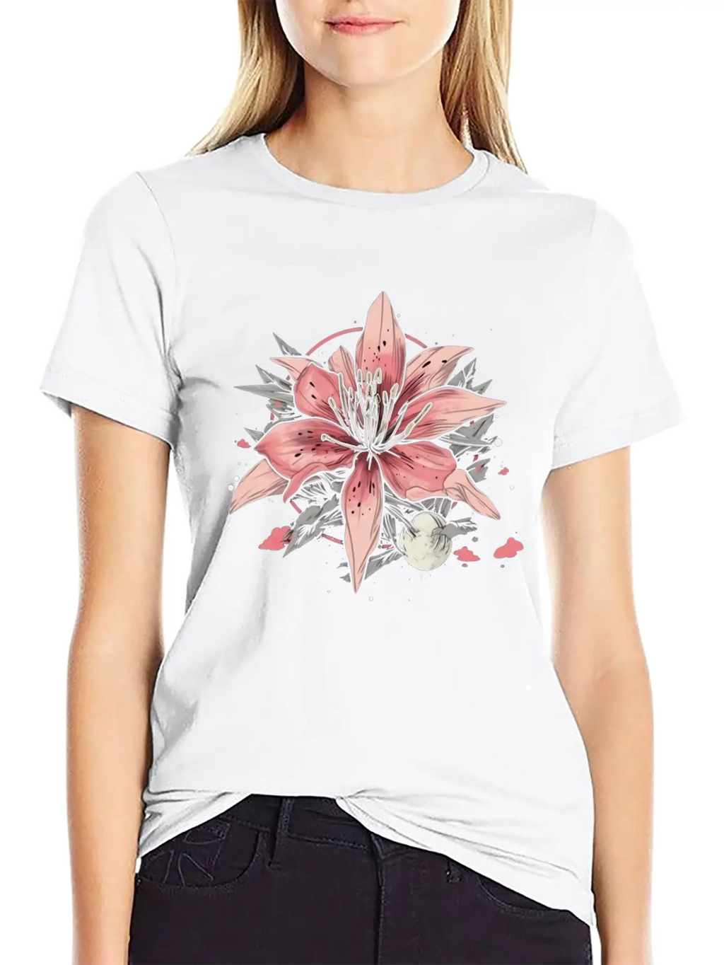 Japanese Spider Lily Soft Anime Aesthetic Flower Essential Cotton Tee For Daily Outfits – Unisex Style