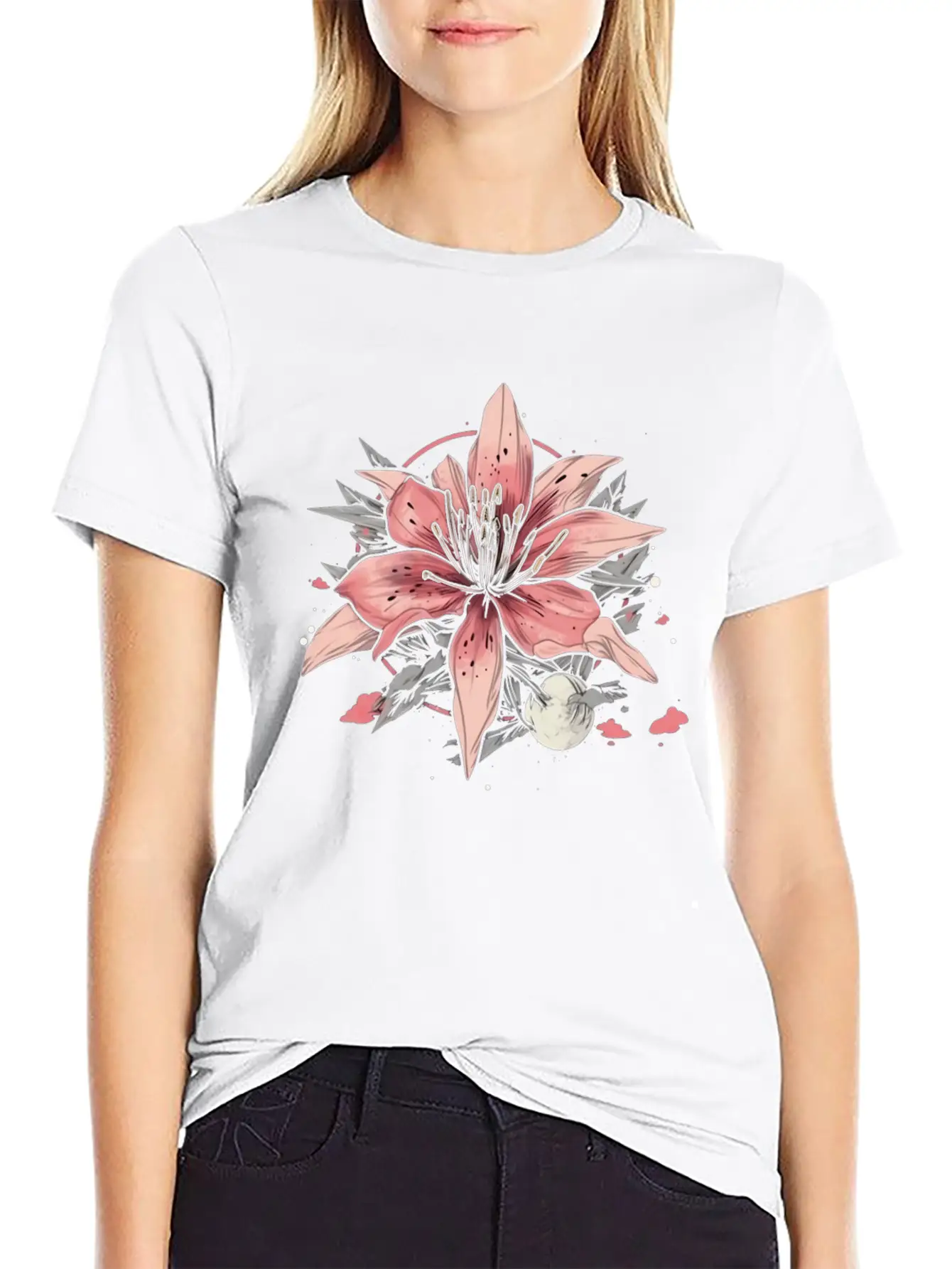 Japanese Spider Lily Soft Anime Aesthetic Flower Essential Cotton Tee For Daily Outfits – Unisex Style