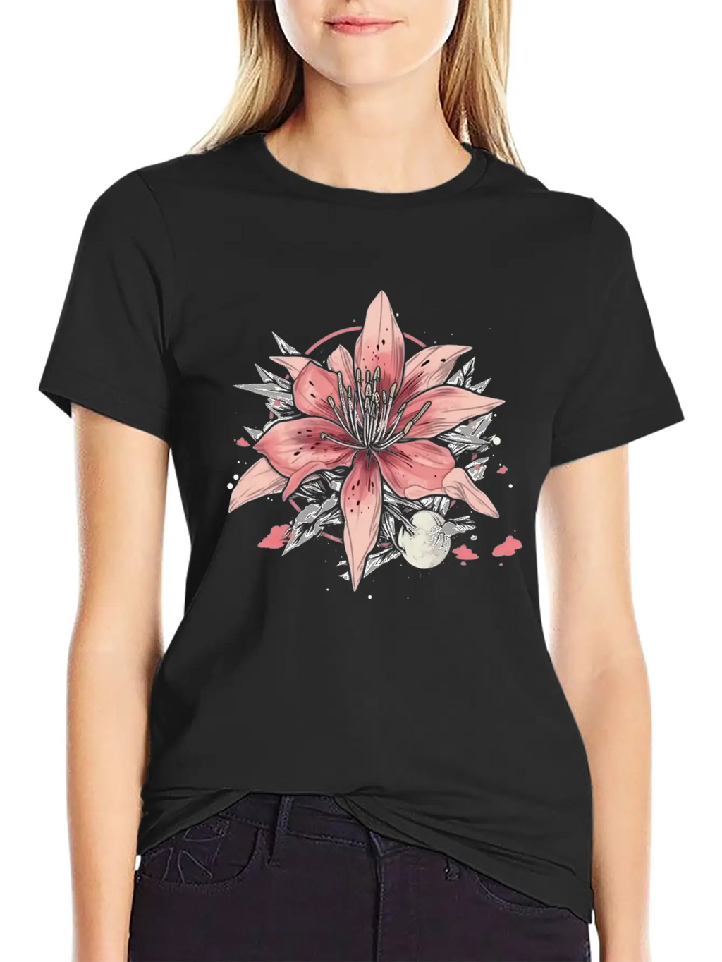Japanese Spider Lily Soft Anime Aesthetic Flower Essential Cotton Tee For Daily Outfits – Unisex Style
