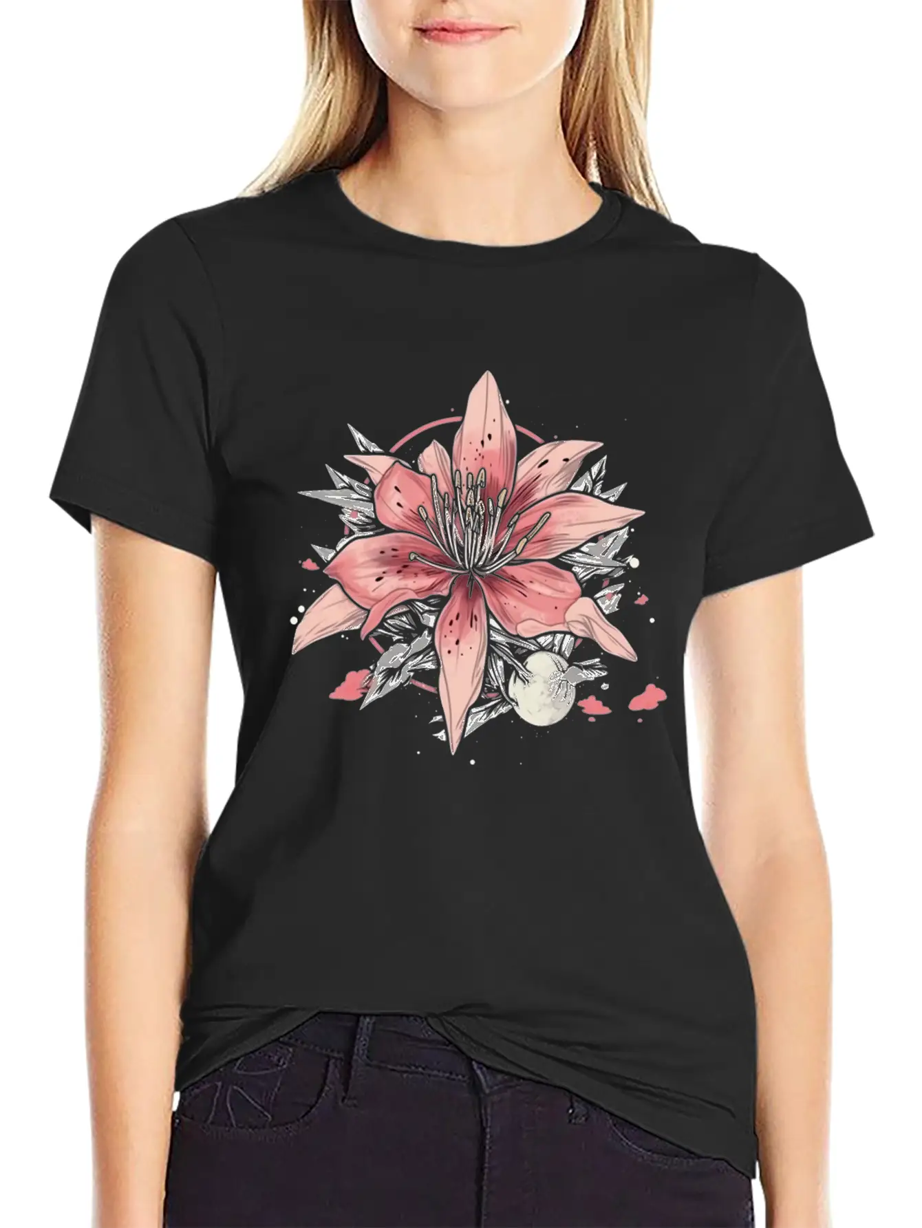 Japanese Spider Lily Soft Anime Aesthetic Flower Essential Cotton Tee For Daily Outfits – Unisex Style