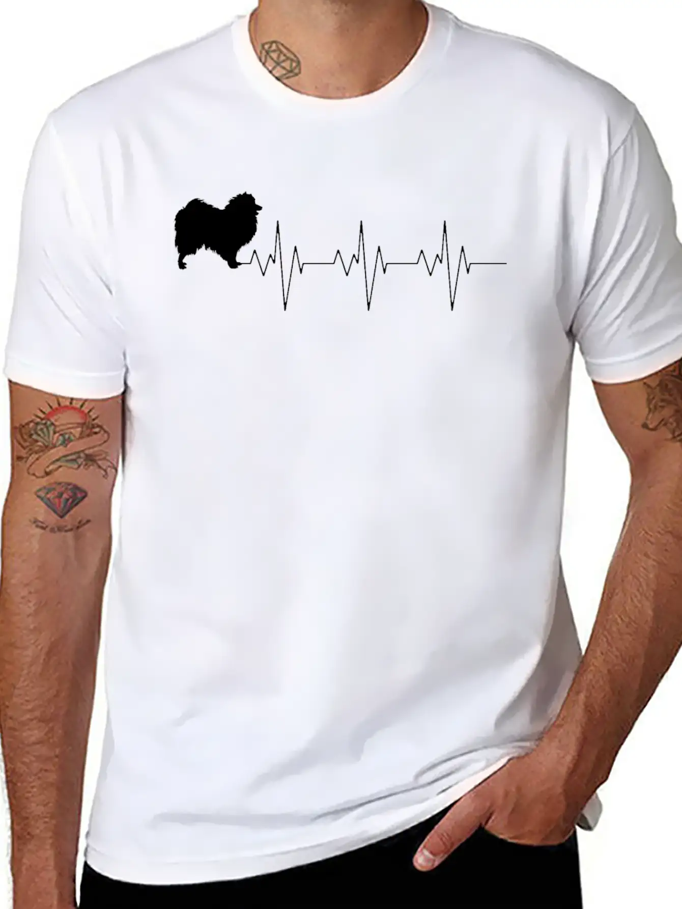 Japanese Spitz Dog Heart Beat Gift Shirt Relaxed Everyday Tee – Lightweight And Durable Cotton