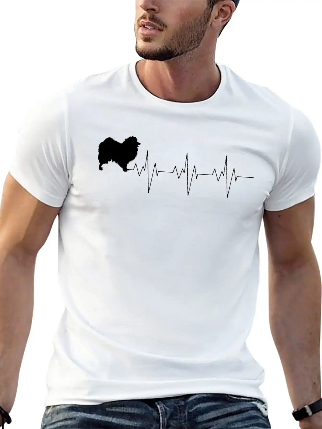 Japanese Spitz Dog Heart Beat Gift Shirt Relaxed Everyday Tee – Lightweight And Durable Cotton