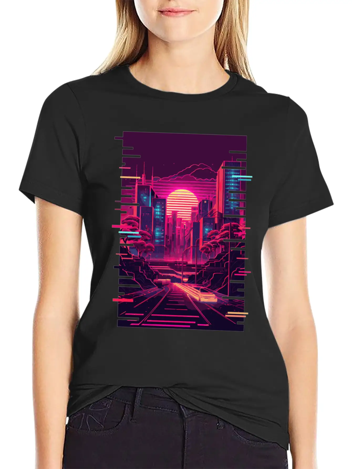 Japanese Vaporwave City Tokyo Urban Futurism Aesth Unisex Casual T-Shirt – Clean Design For Daily Comfort