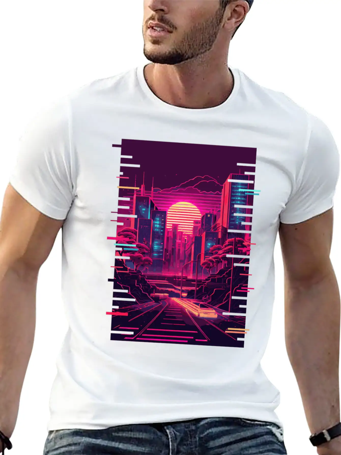 Japanese Vaporwave City Tokyo Urban Futurism Aesth Unisex Casual T-Shirt – Clean Design For Daily Comfort