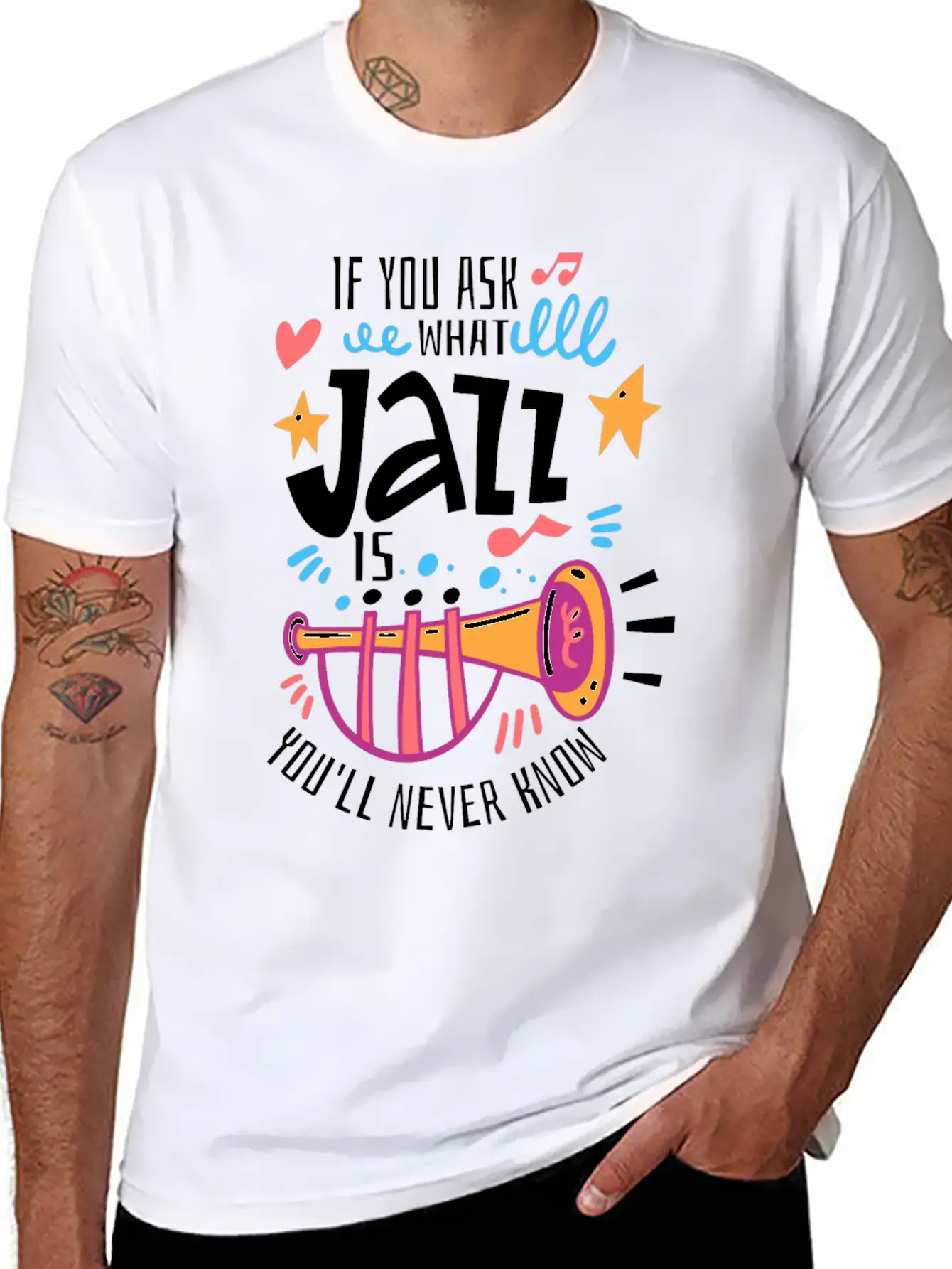 Jazz Music - Jazz Musician Breathable Graphic T-Shirt – Perfect For Casual Days