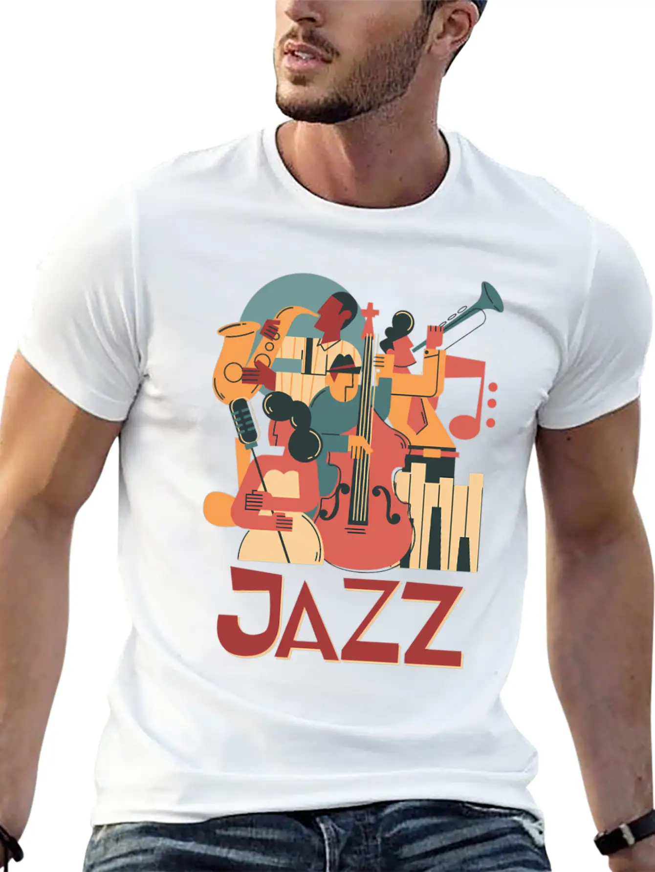 Jazz Musicians Orchestra Playing On Stage Smooth J Relaxed Everyday Tee – Lightweight And Durable Cotton