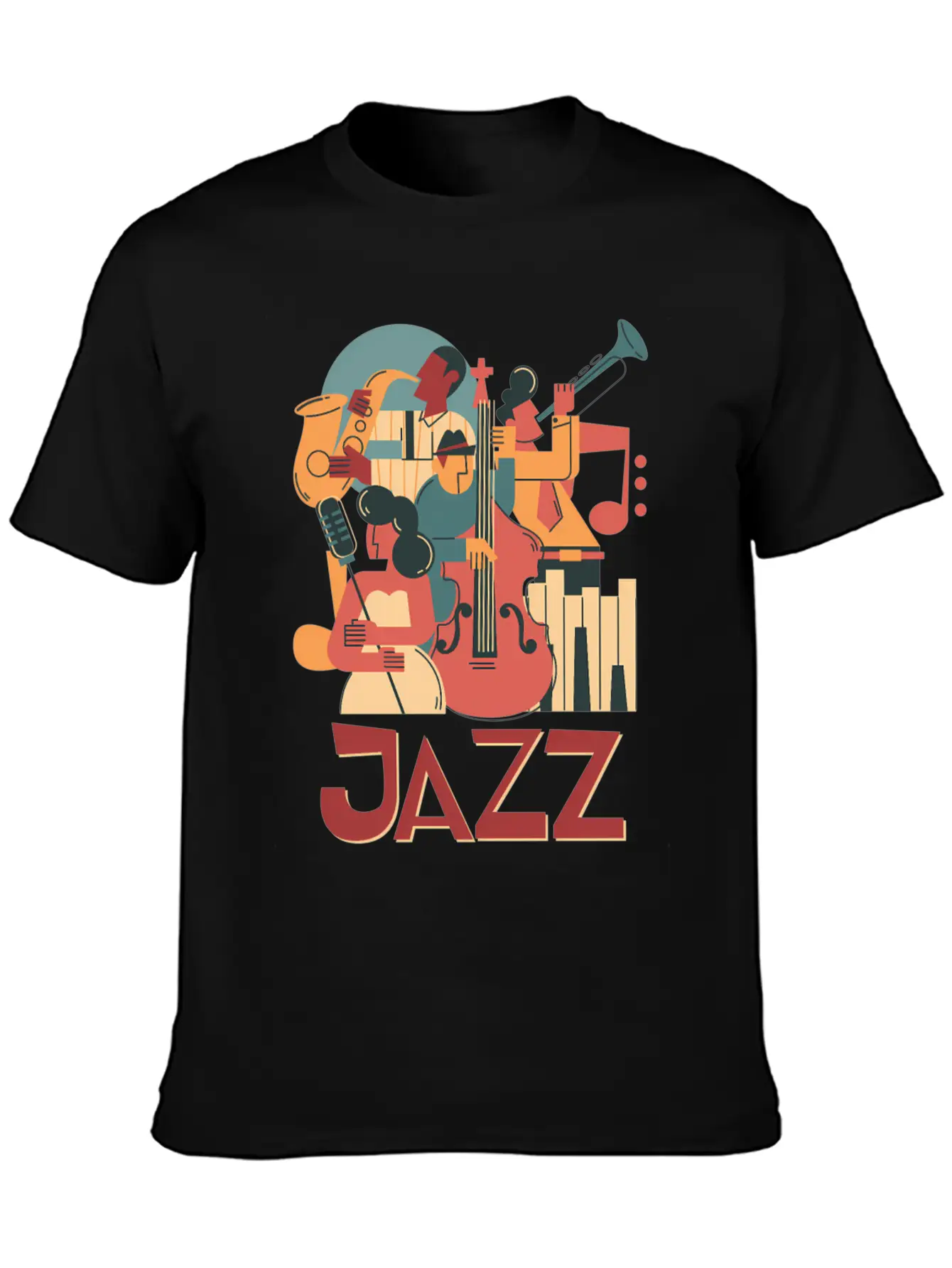 Jazz Musicians Orchestra Playing On Stage Smooth J Relaxed Everyday Tee – Lightweight And Durable Cotton