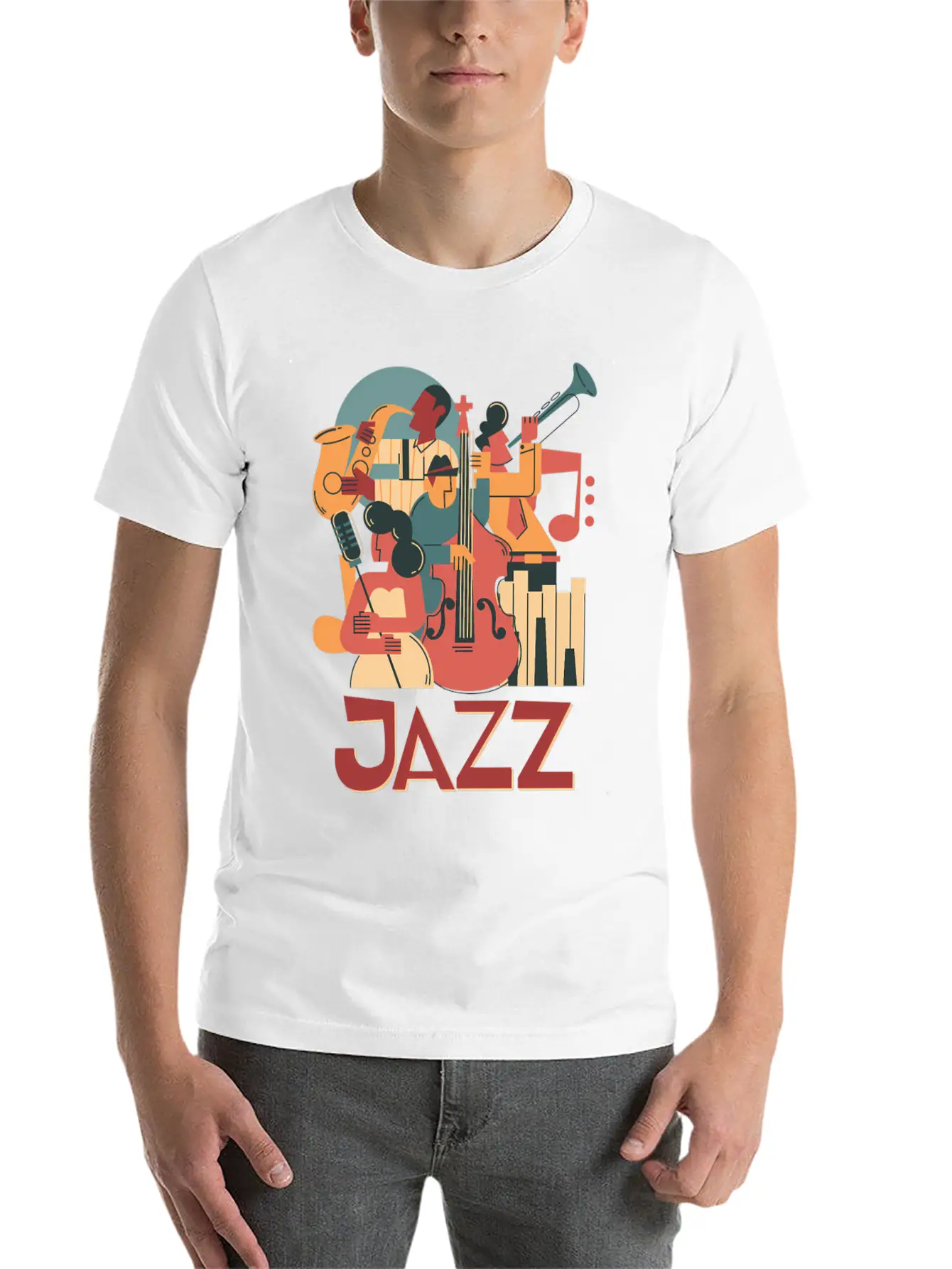 Jazz Musicians Orchestra Playing On Stage Smooth J Relaxed Everyday Tee – Lightweight And Durable Cotton