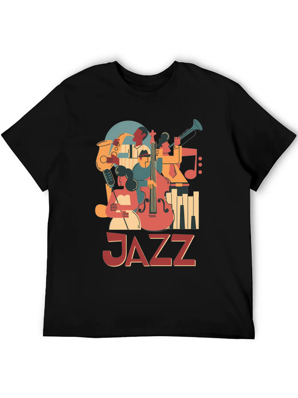 Jazz Musicians Orchestra Playing On Stage Smooth J Relaxed Everyday Tee – Lightweight And Durable Cotton