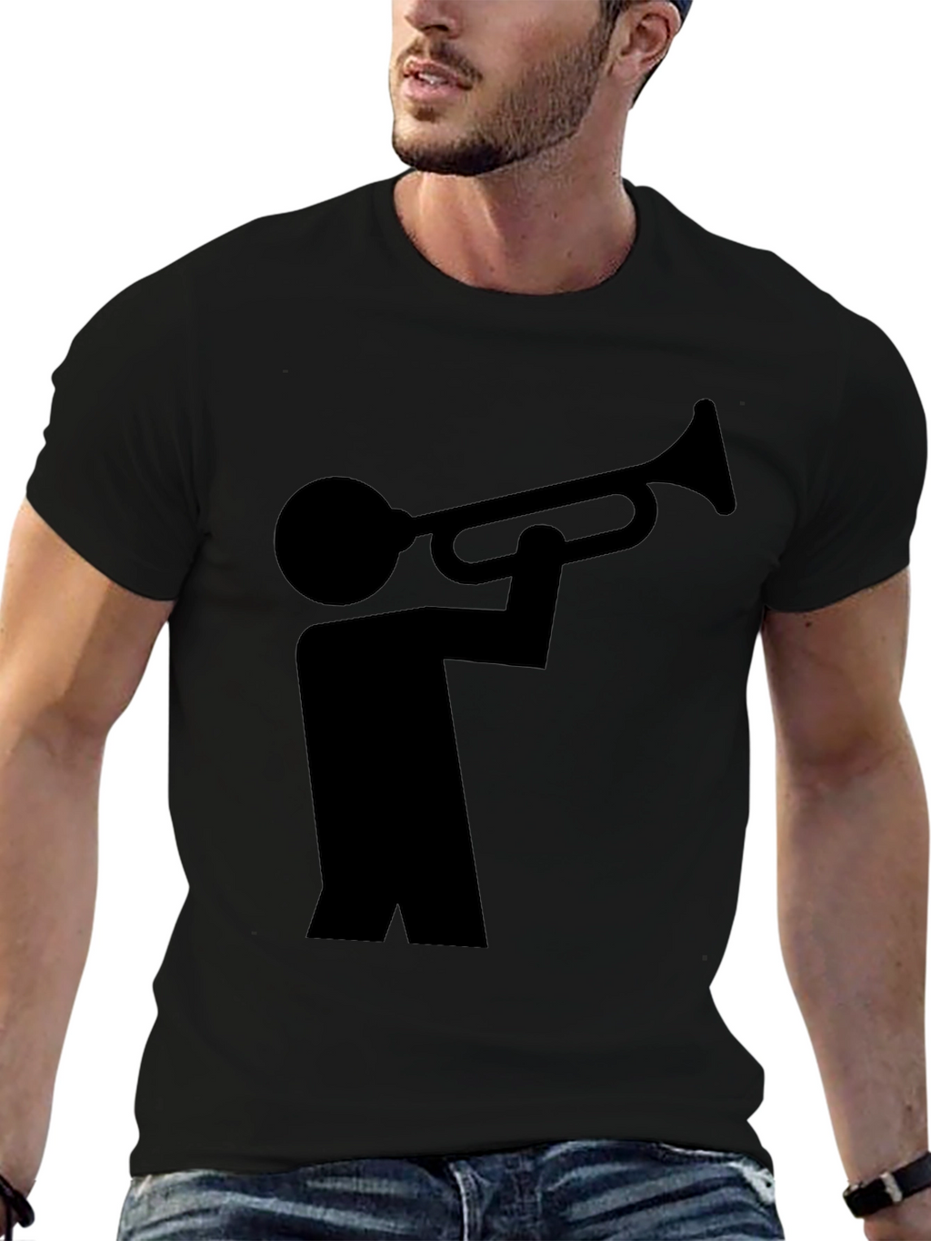 Black Trumpet Player Graphic Tee - Unisex