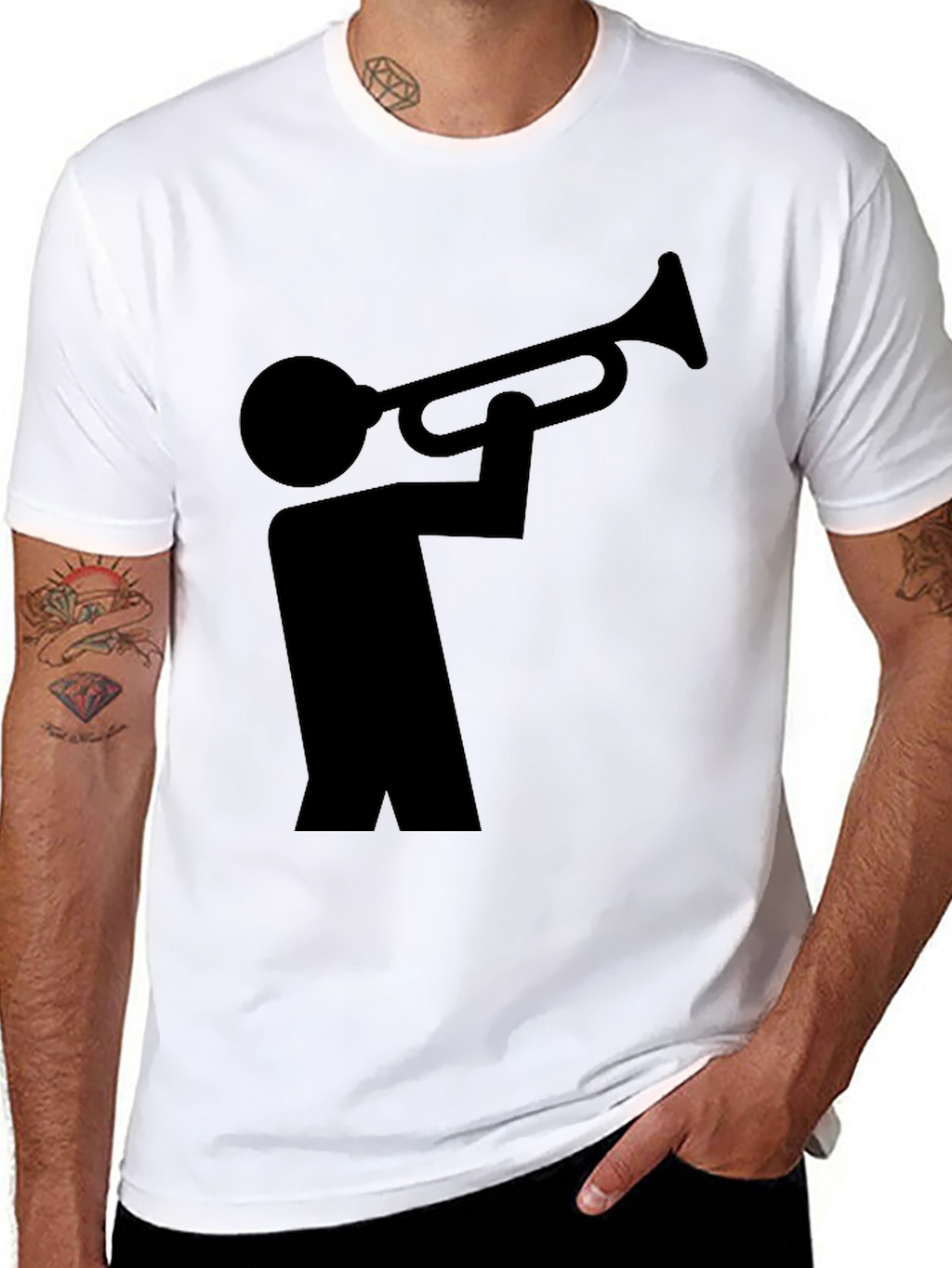 Black Trumpet Player Graphic Tee - Unisex
