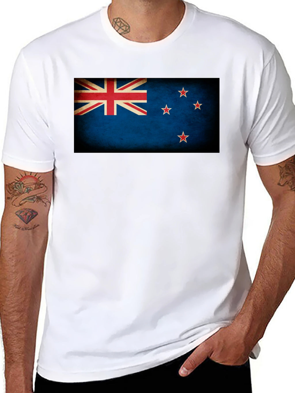 New Zealand Flag Graphic Black T-Shirt