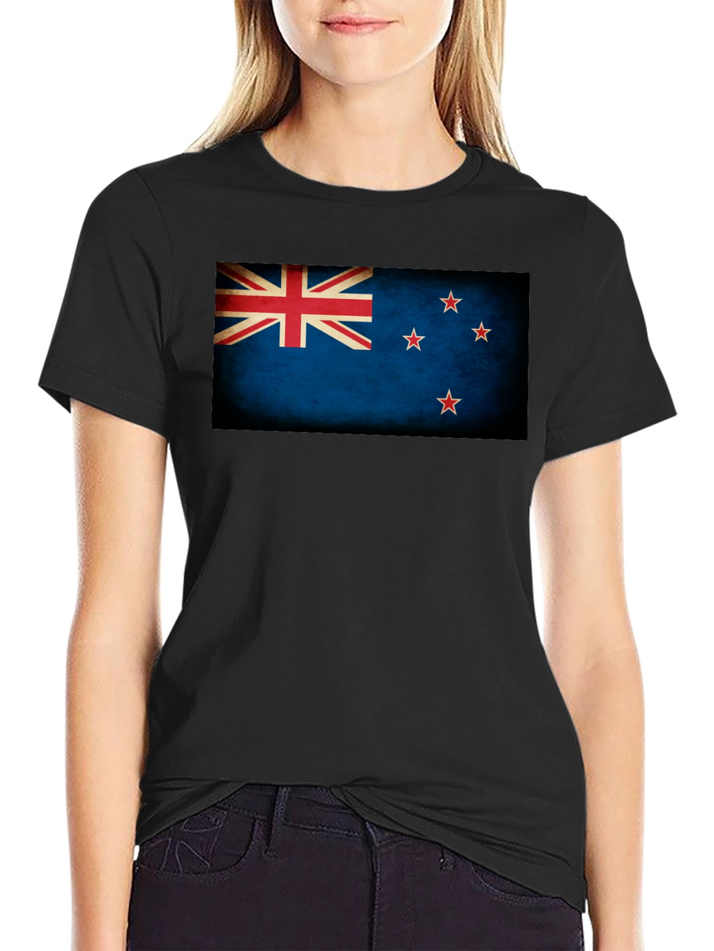 New Zealand Flag Graphic Black T-Shirt