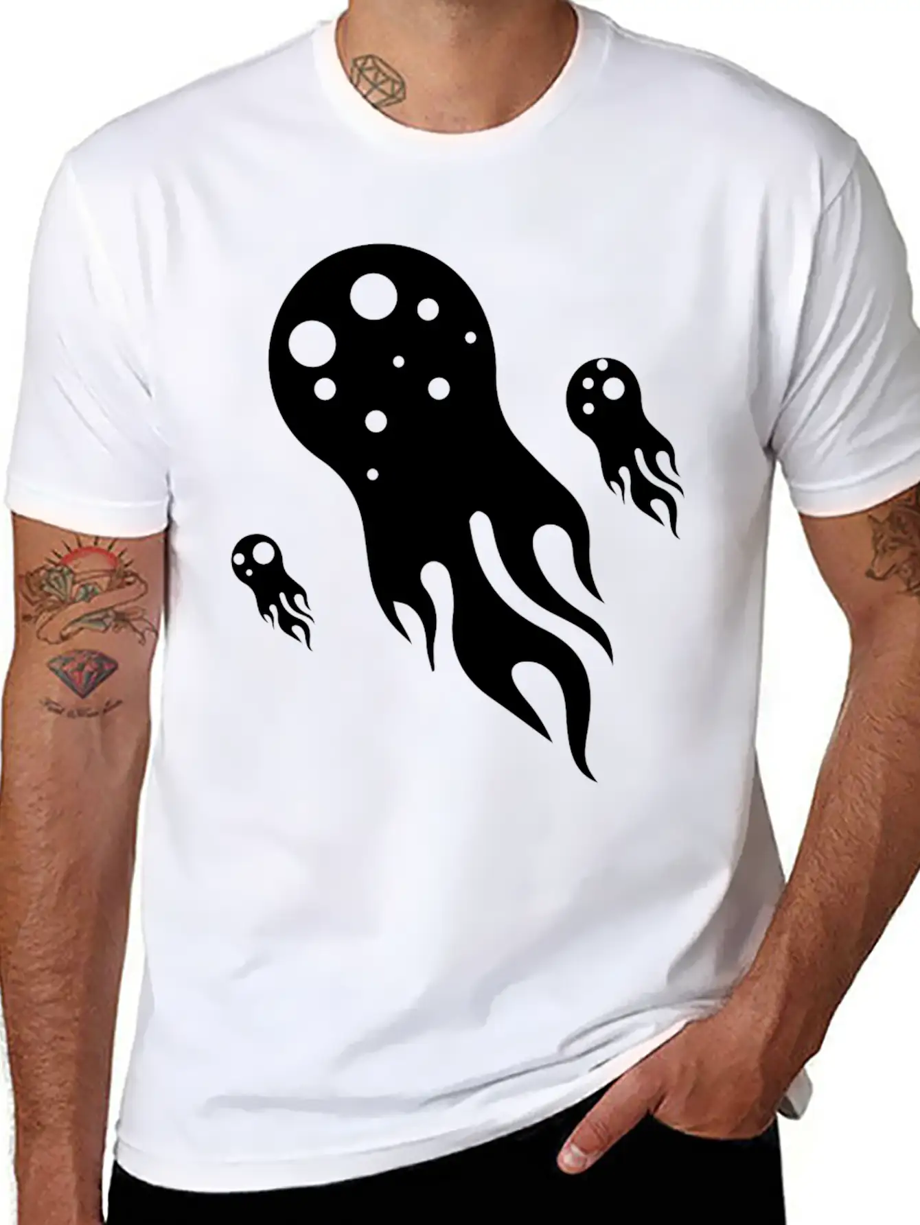 Jellyfish Comet Water Marine Animals Basic Graphic T-Shirt – Daily Comfort In Soft Cotton