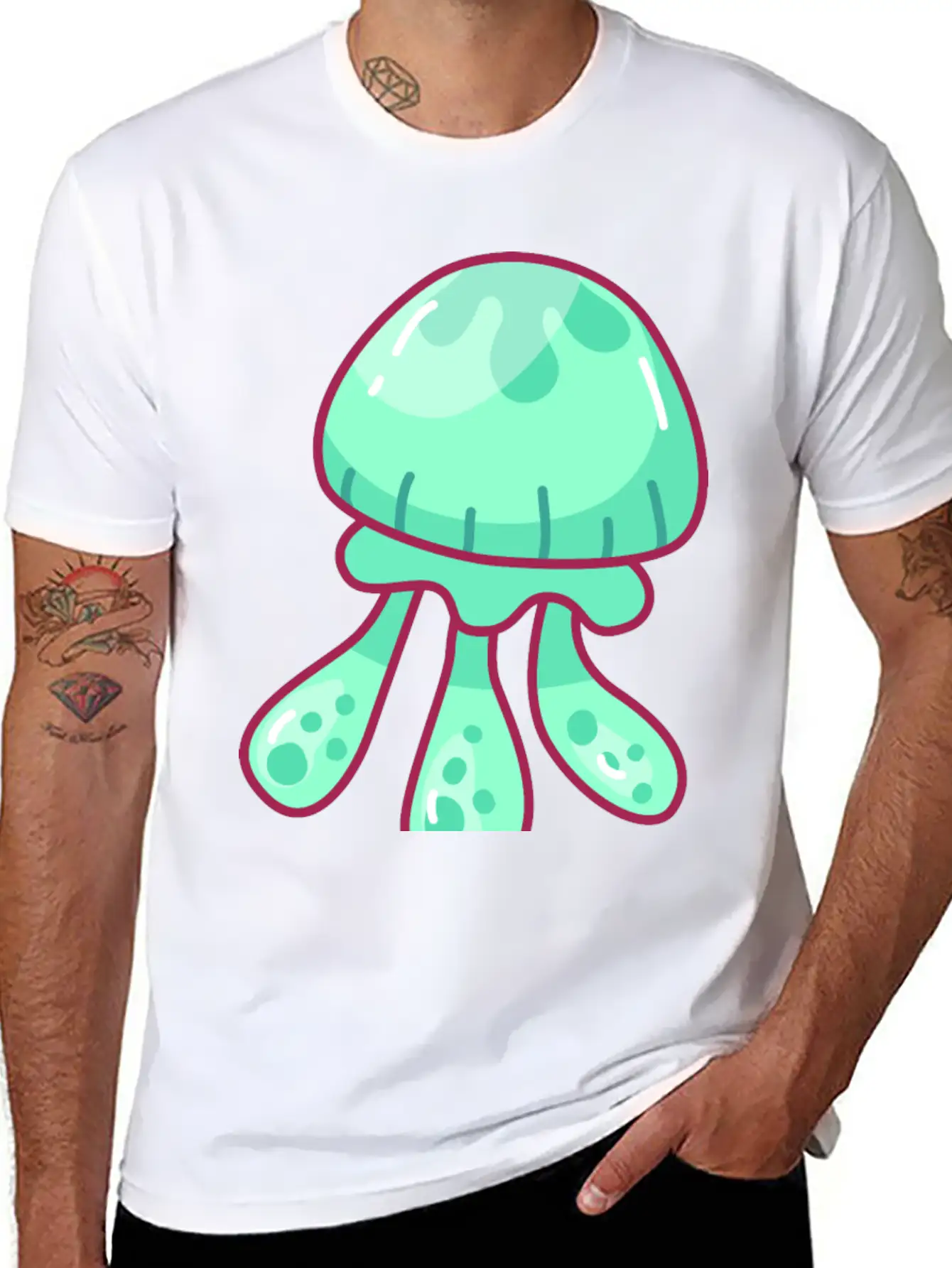 Jellyfish Hand Drawn Essential Cotton Tee For Daily Outfits – Unisex Style