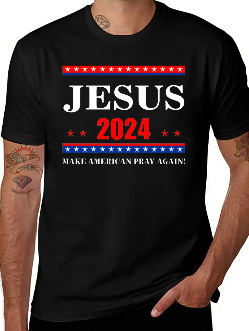 Jesus 2024 Make American Pray AgainT-Shirt Breathable Graphic T-Shirt – Perfect For Casual Days
