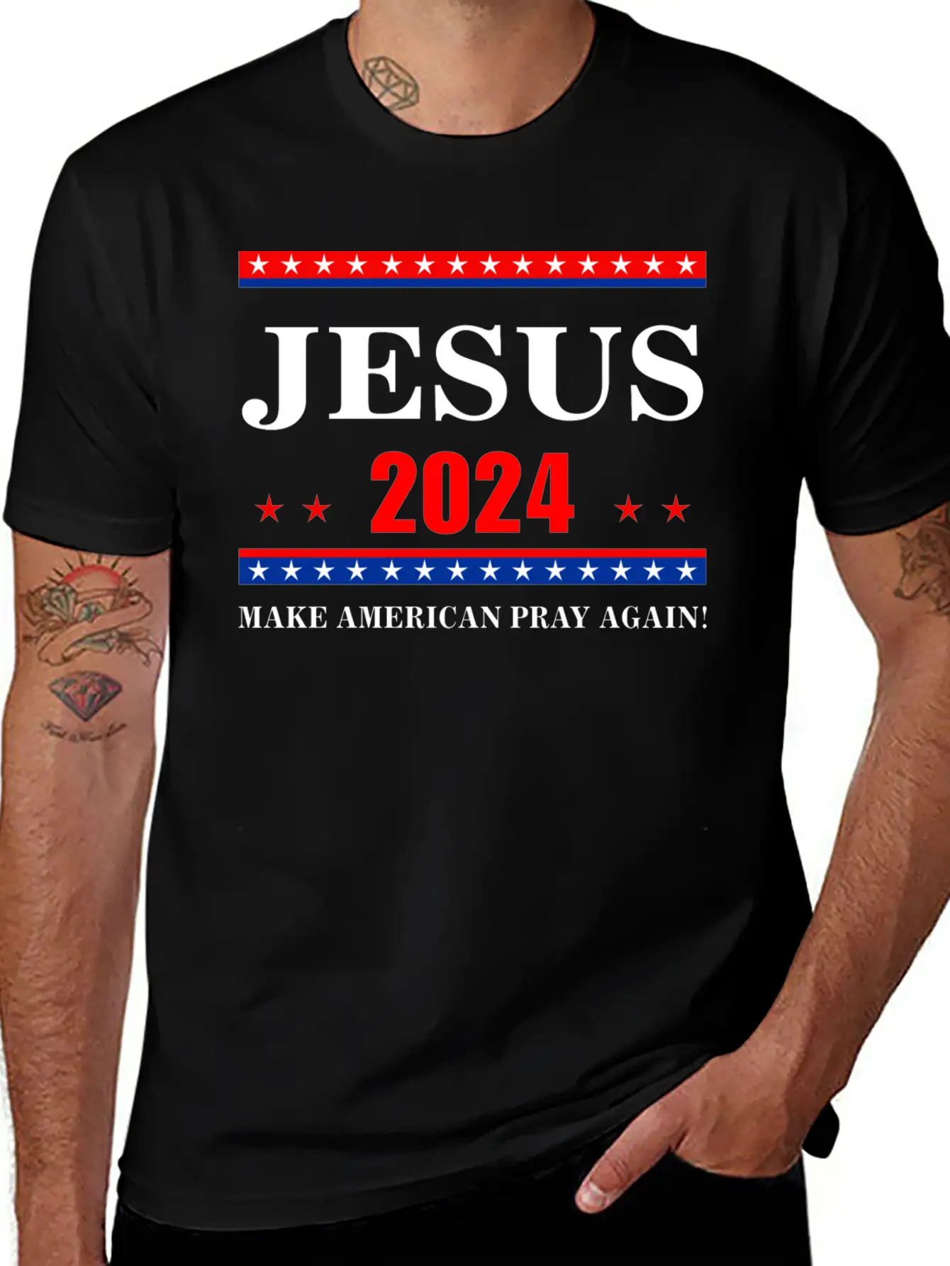 Jesus 2024 Make American Pray AgainT-Shirt Breathable Graphic T-Shirt – Perfect For Casual Days