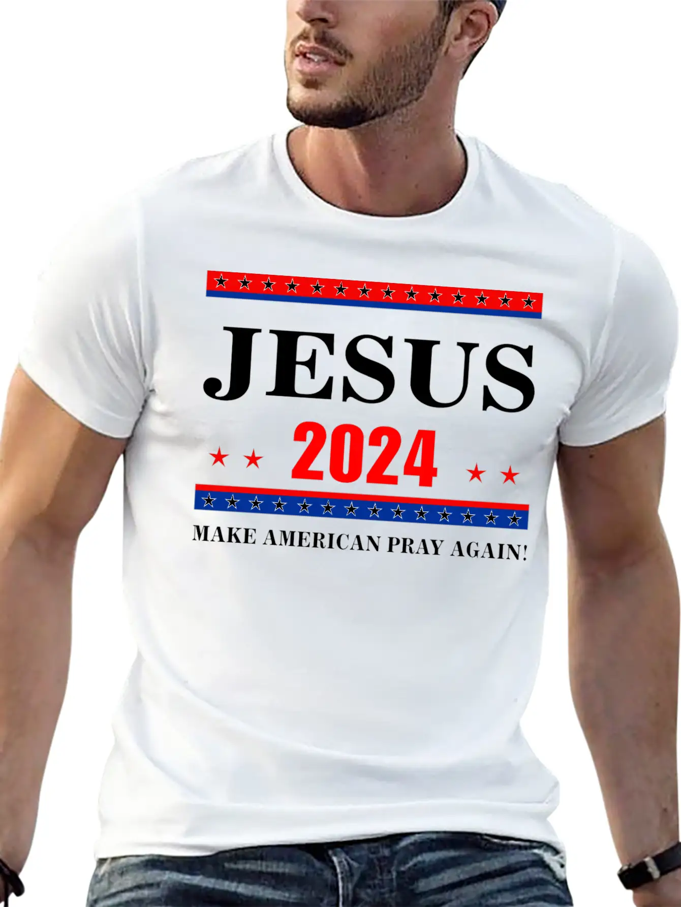 Jesus 2024 Make American Pray AgainT-Shirt Breathable Graphic T-Shirt – Perfect For Casual Days