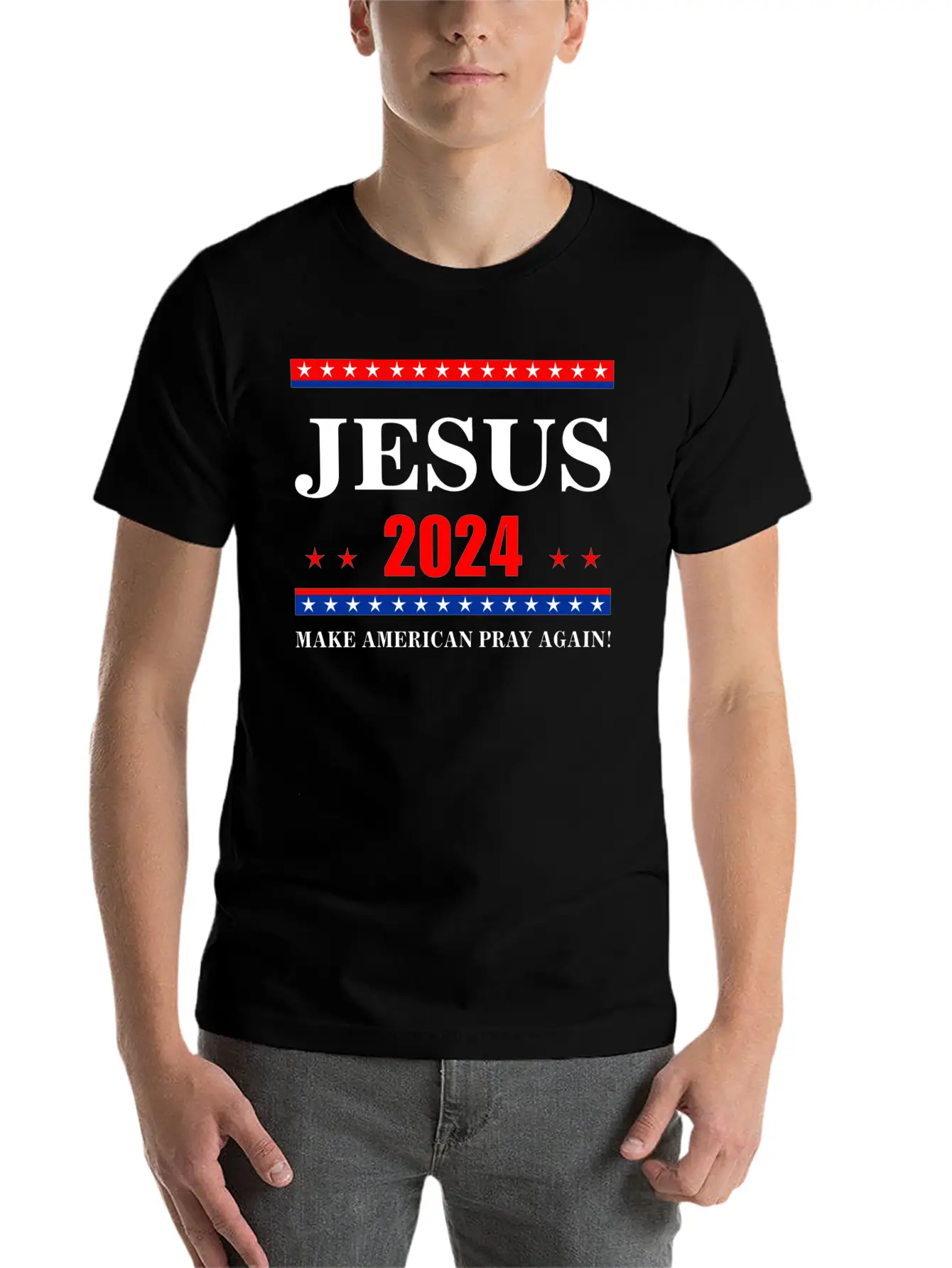 Jesus 2024 Make American Pray AgainT-Shirt Breathable Graphic T-Shirt – Perfect For Casual Days