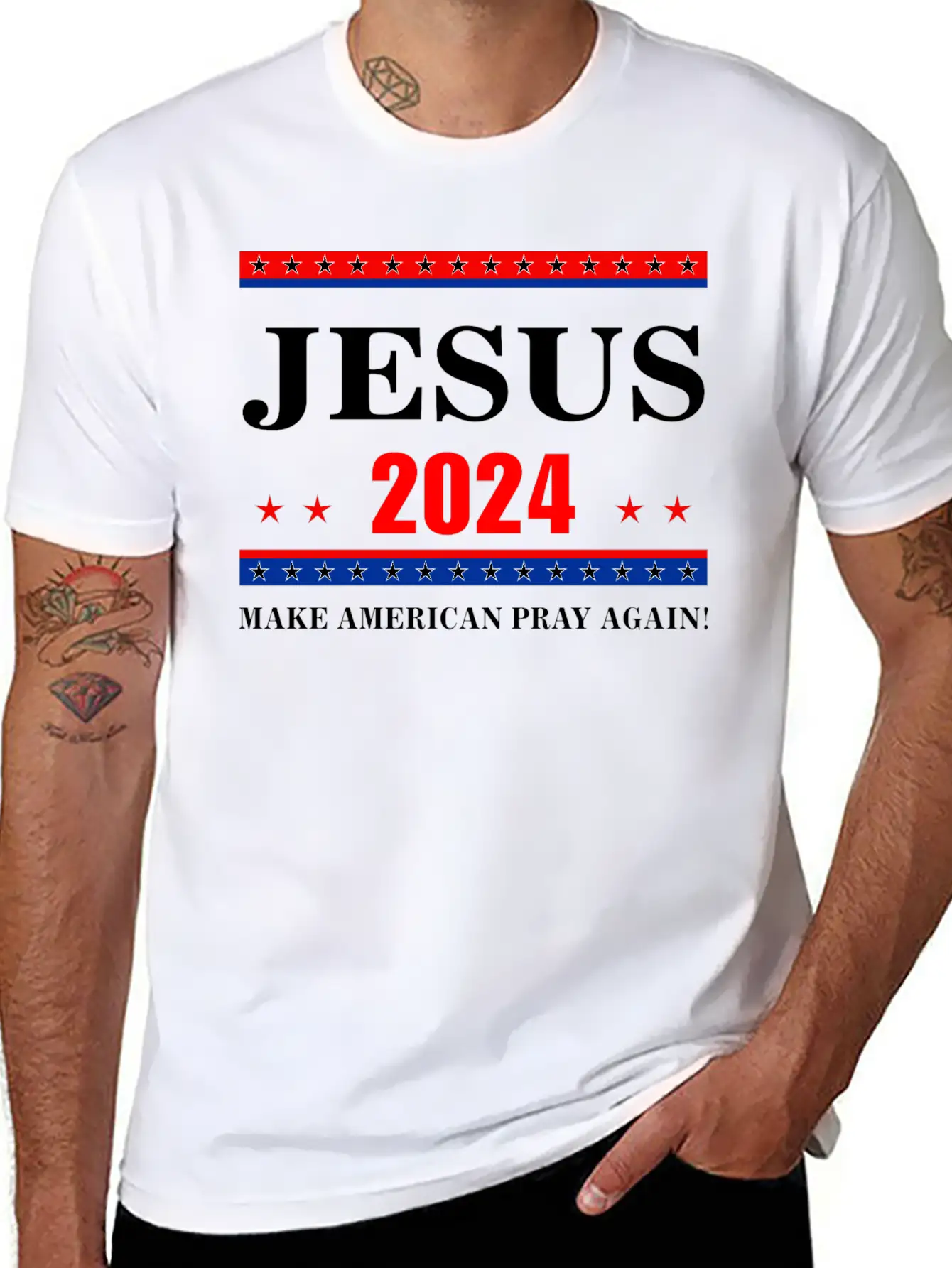Jesus 2024 Make American Pray AgainT-Shirt Breathable Graphic T-Shirt – Perfect For Casual Days