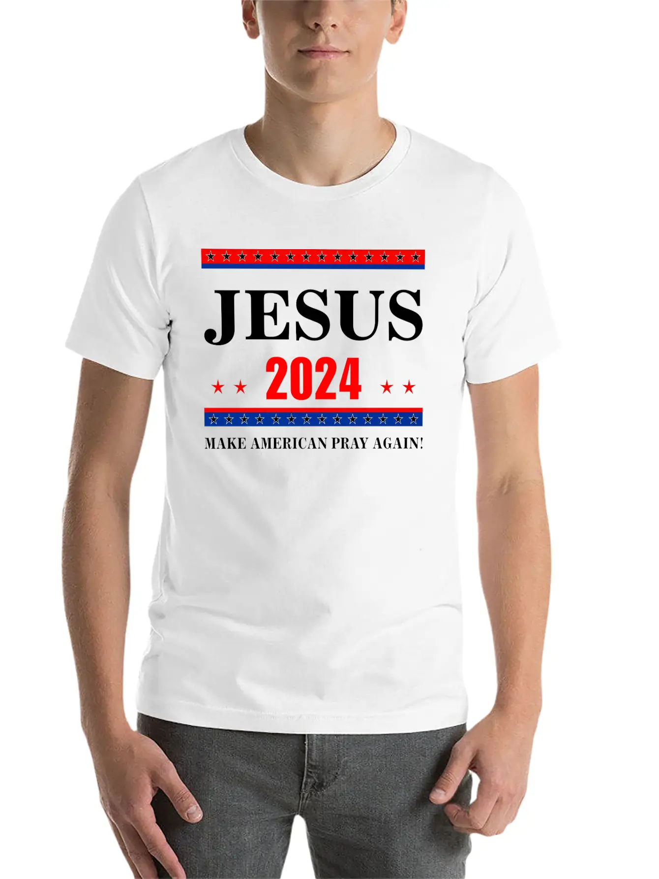 Jesus 2024 Make American Pray AgainT-Shirt Breathable Graphic T-Shirt – Perfect For Casual Days