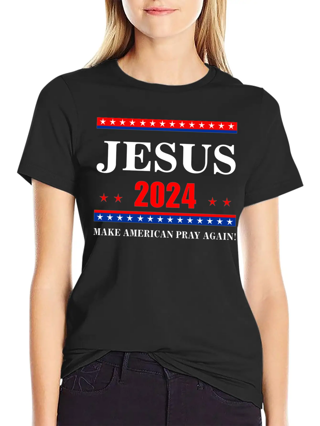 Jesus 2024 Make American Pray AgainT-Shirt Breathable Graphic T-Shirt – Perfect For Casual Days