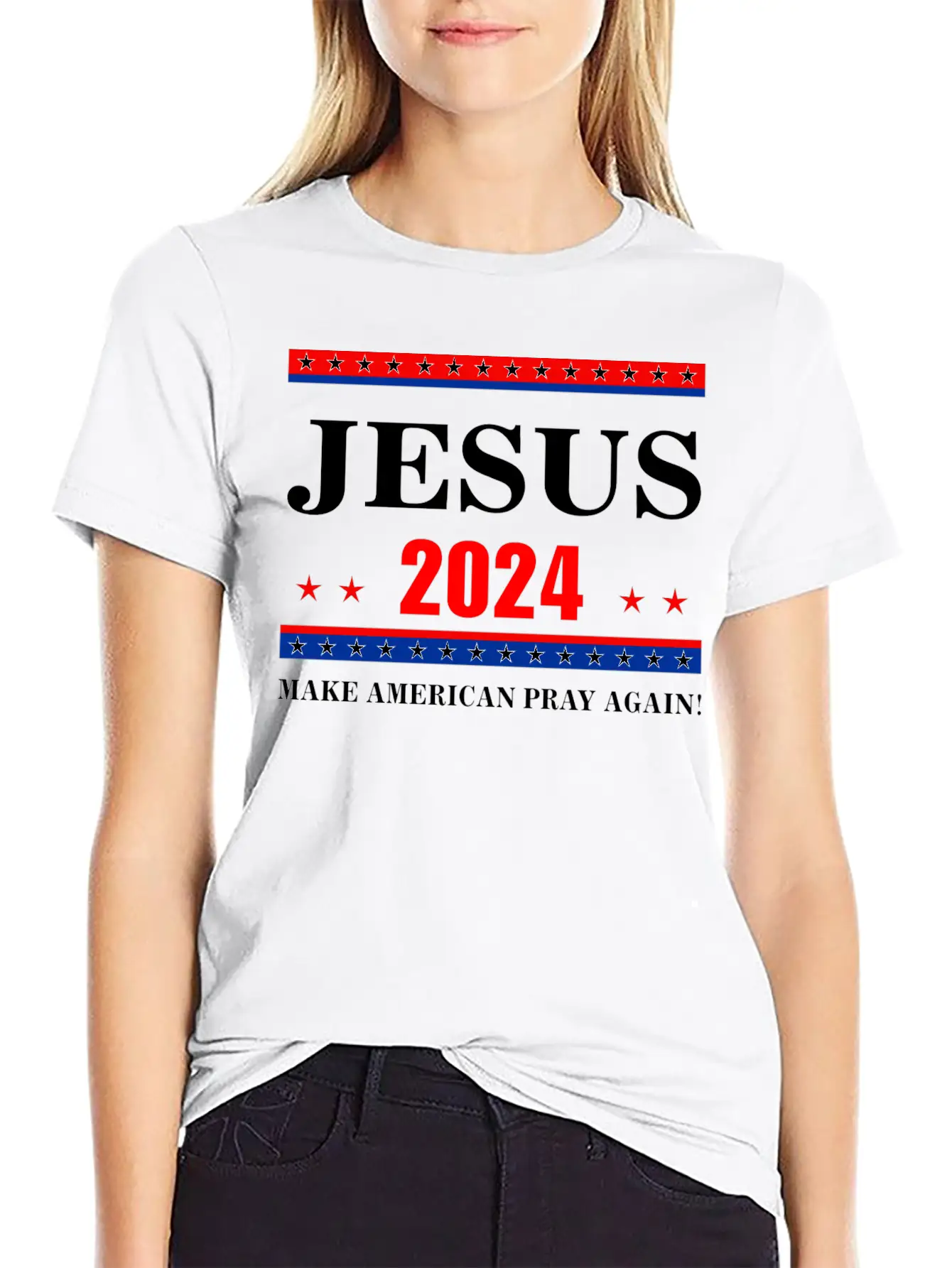 Jesus 2024 Make American Pray AgainT-Shirt Breathable Graphic T-Shirt – Perfect For Casual Days