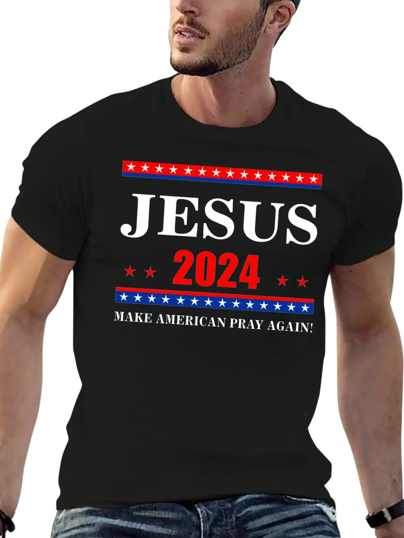 Jesus 2024 Make American Pray AgainT-Shirt Breathable Graphic T-Shirt – Perfect For Casual Days